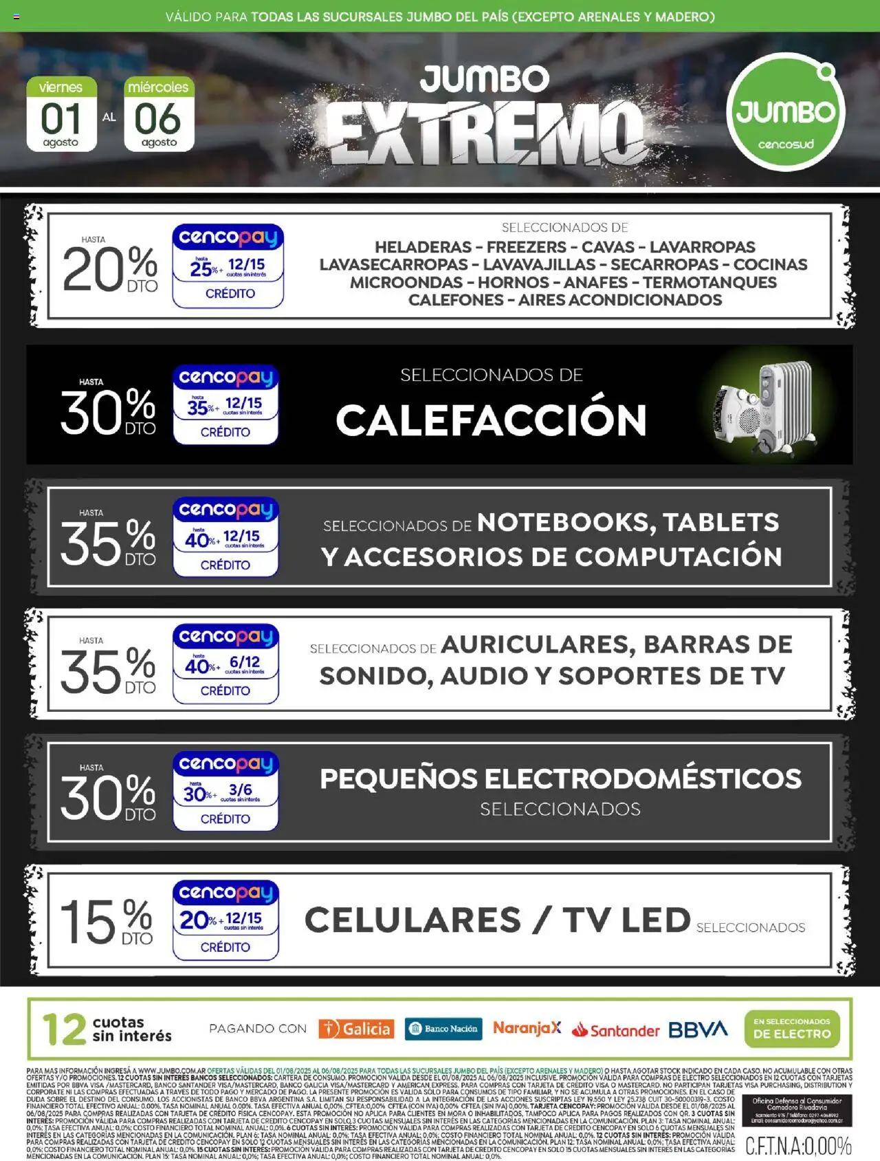 Jumbo - Oferta | Electro │ válido desde el 01.08.2025 | Página: 1 | Productos: Teléfono, Audio, Lavavajillas, Banco