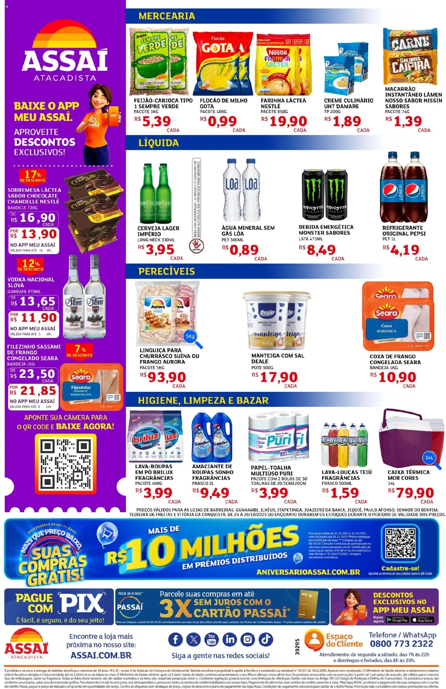 Assaí Atacadista Folheto - válido de 24.10.2025 | Página: 2 | Produtos: Caixa, Cerveja, Frango, Amaciante