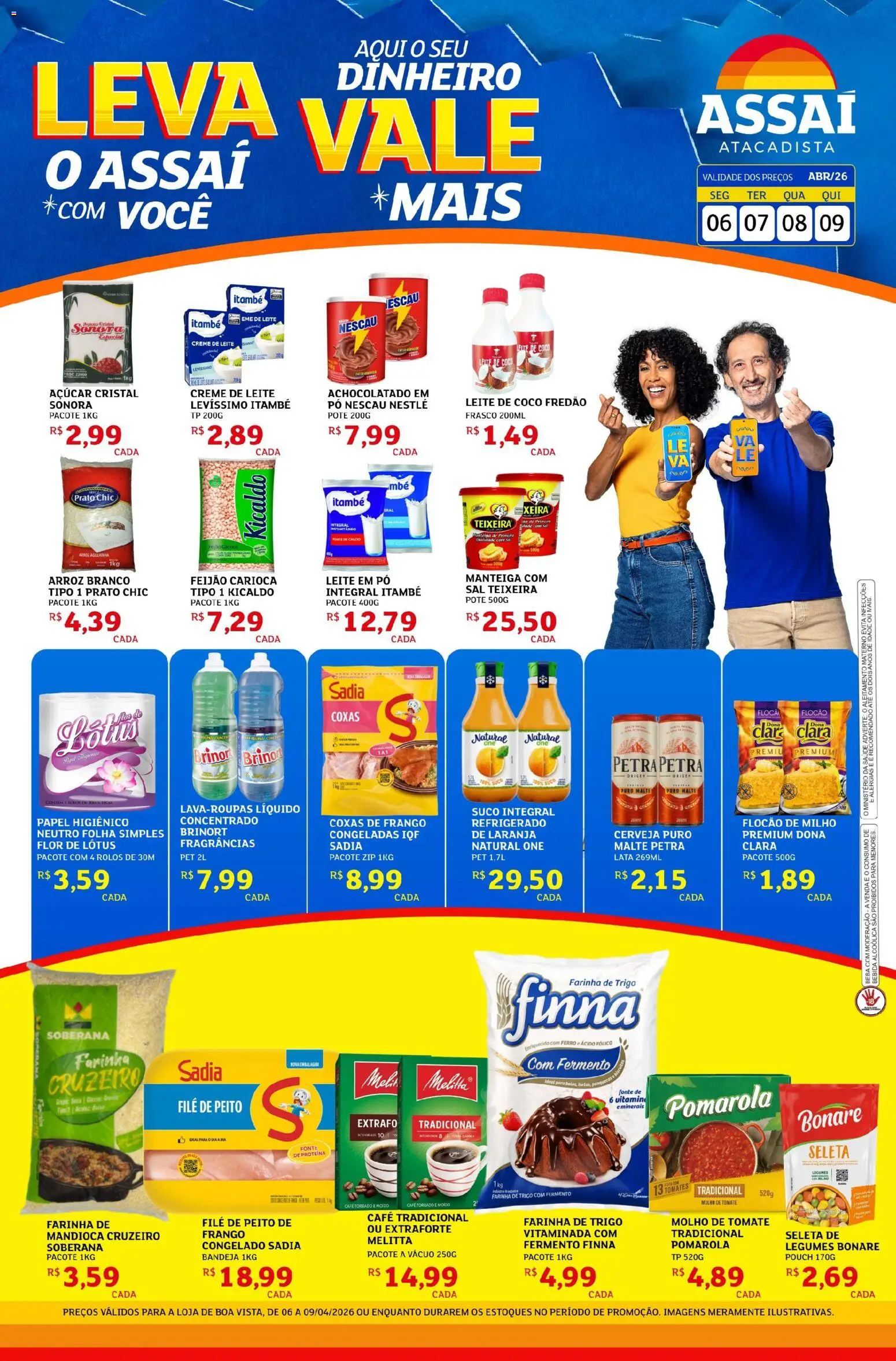 Assaí Atacadista Folheto - válido de 06.04.2026 | Página: 1 | Produtos: Feijão, Achocolatado, Suco, Leite de coco