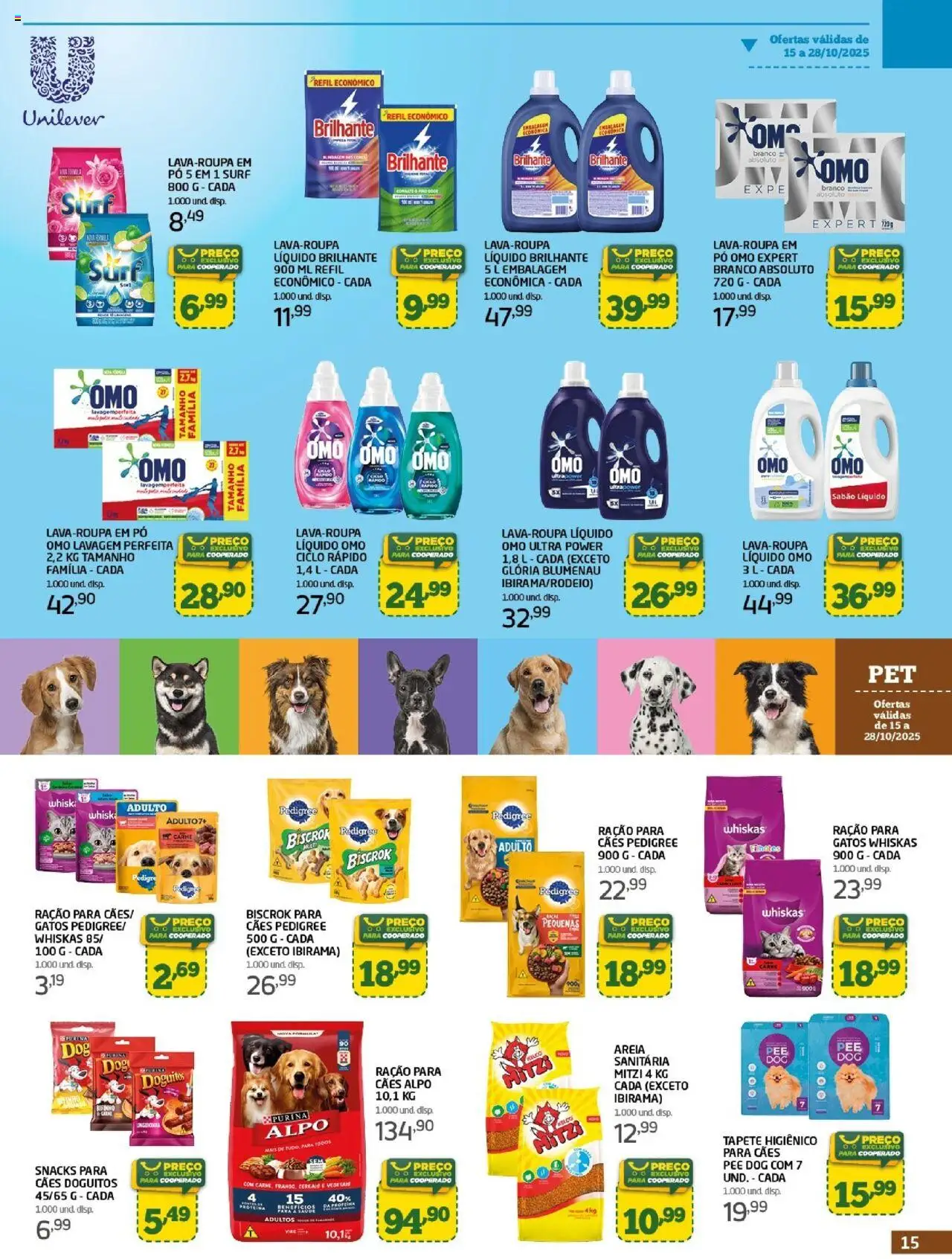 Cooper Folheto - válido de 15.10.2025 | Página: 15 | Produtos: Areia, Tapete, Tapete higiênico, Carne