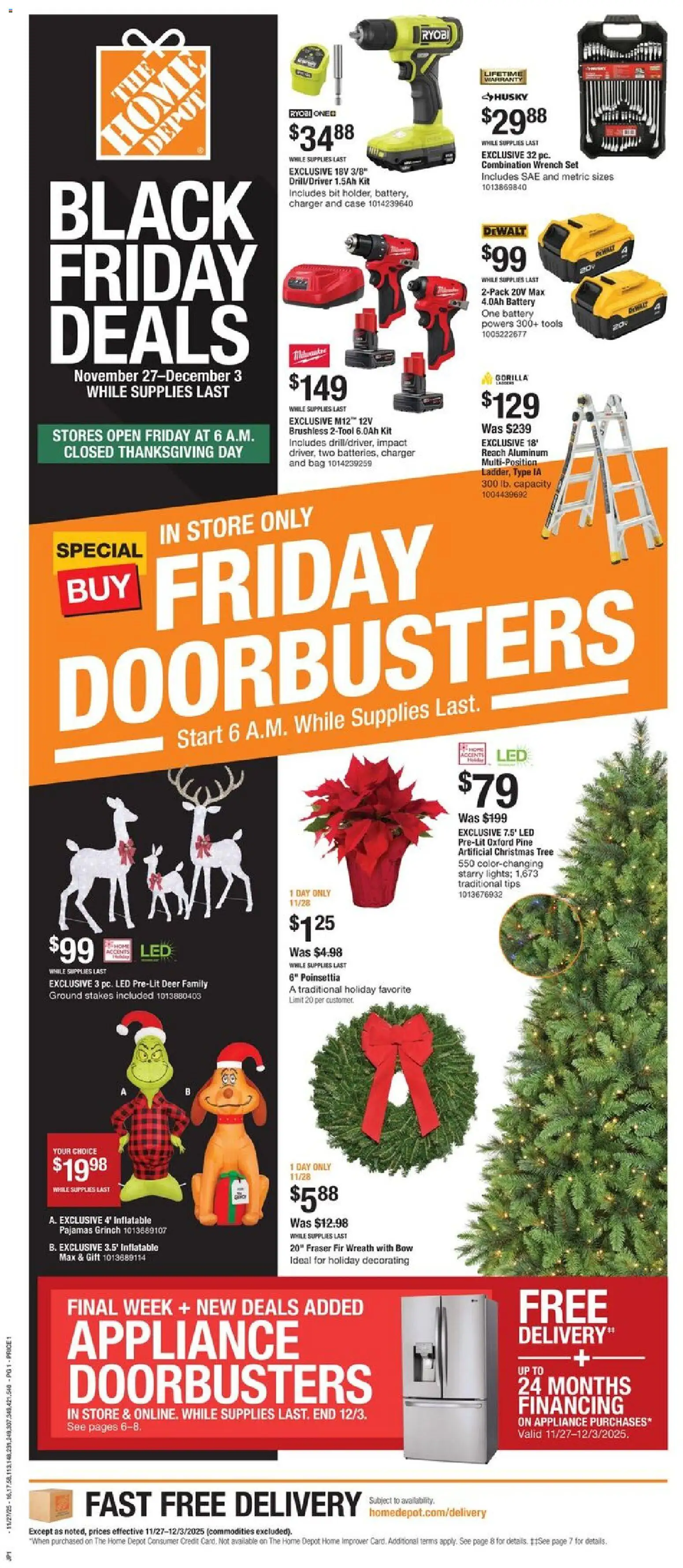 Home Depot Local Ad - TX - valid from 27.11.2025 | Page: 1 | Products: Wrench, Battery, Pajamas, Charger