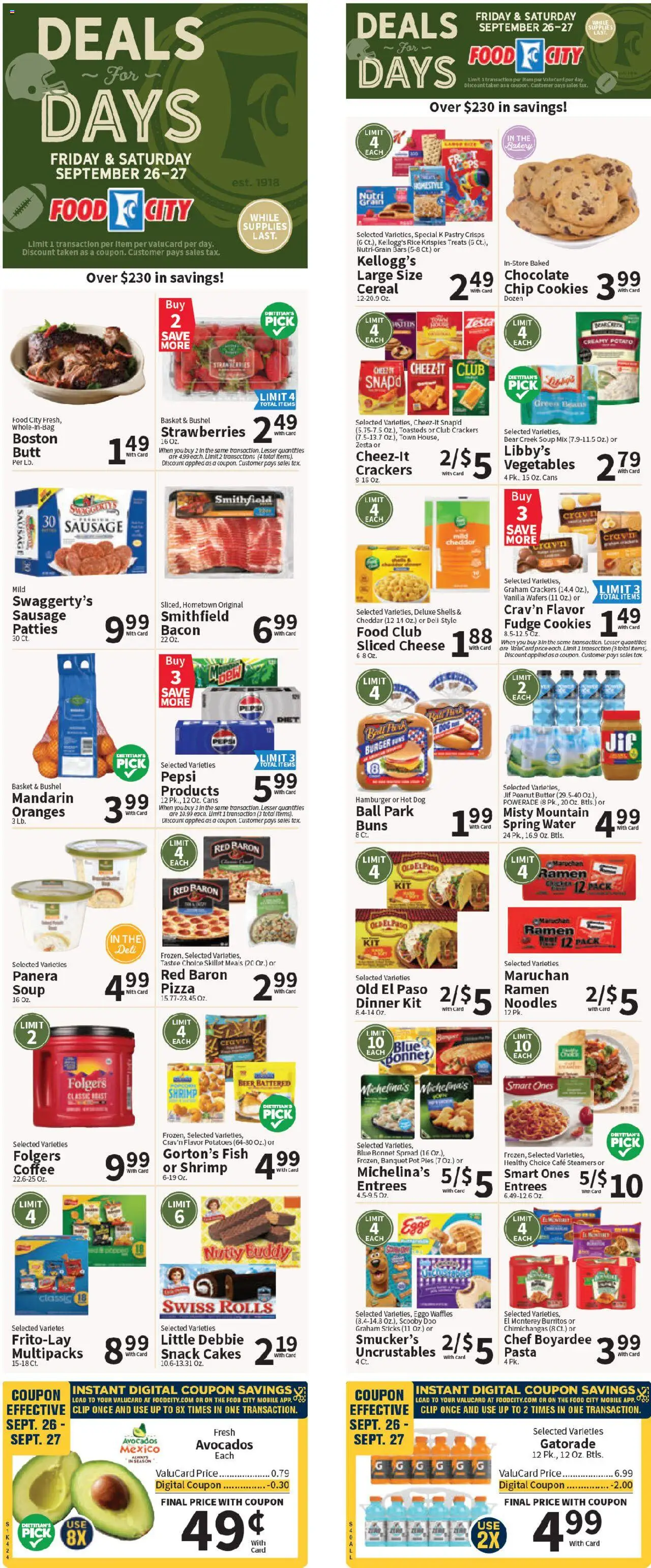 Food City Weekly Ad - valid from 24.09.2025 | Page: 1 | Products: Chocolate, Pasta, Potatoes, Chocolate Chip
