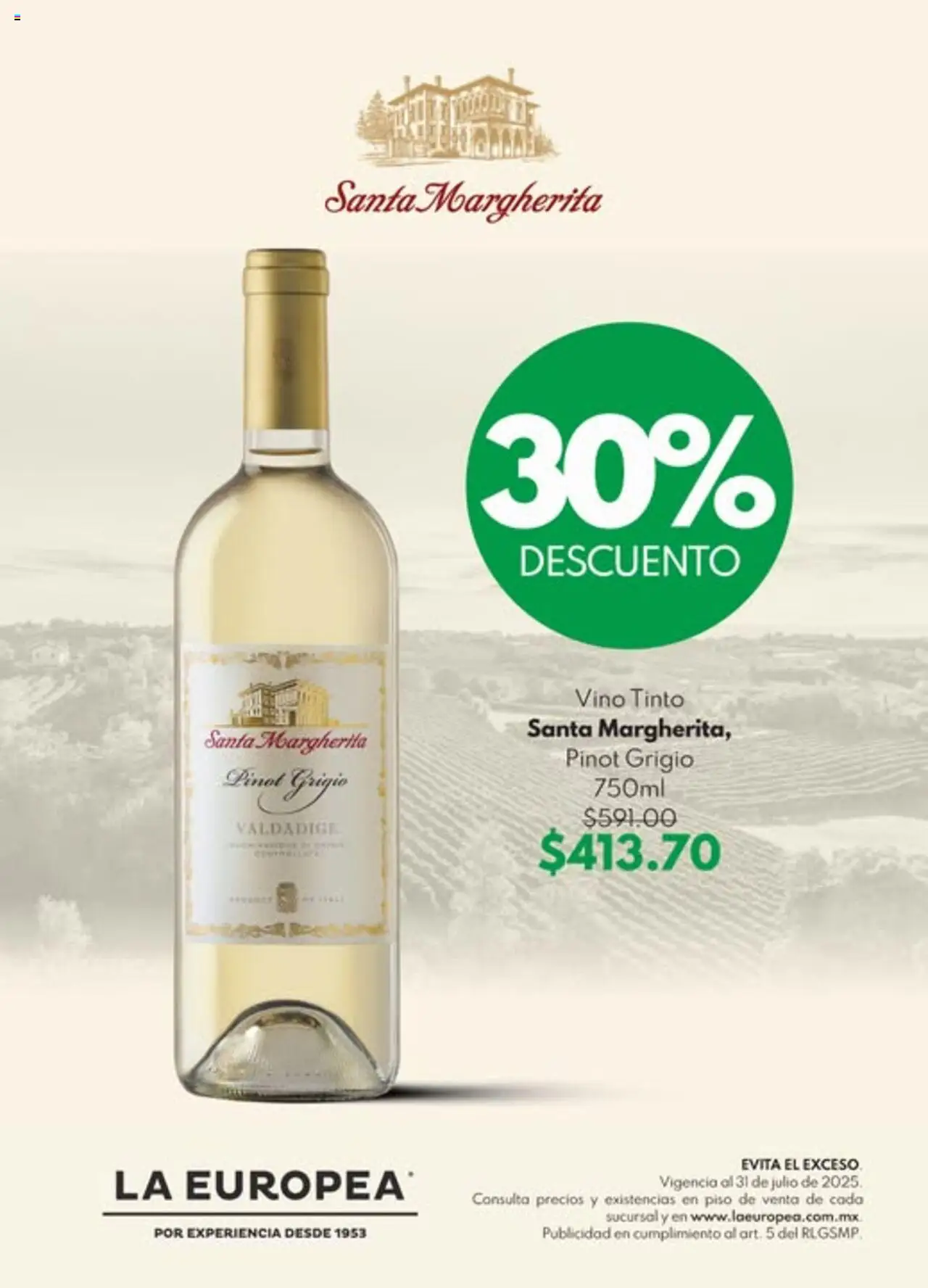 Nuevas ofertas de La Europea válidas en toda la República Mexicana desde el 24.07.2025. ¡Encuentra las mejores ofertas en La Europea Catálogo 30% descuento! | Página: 1 | Productos: Vino