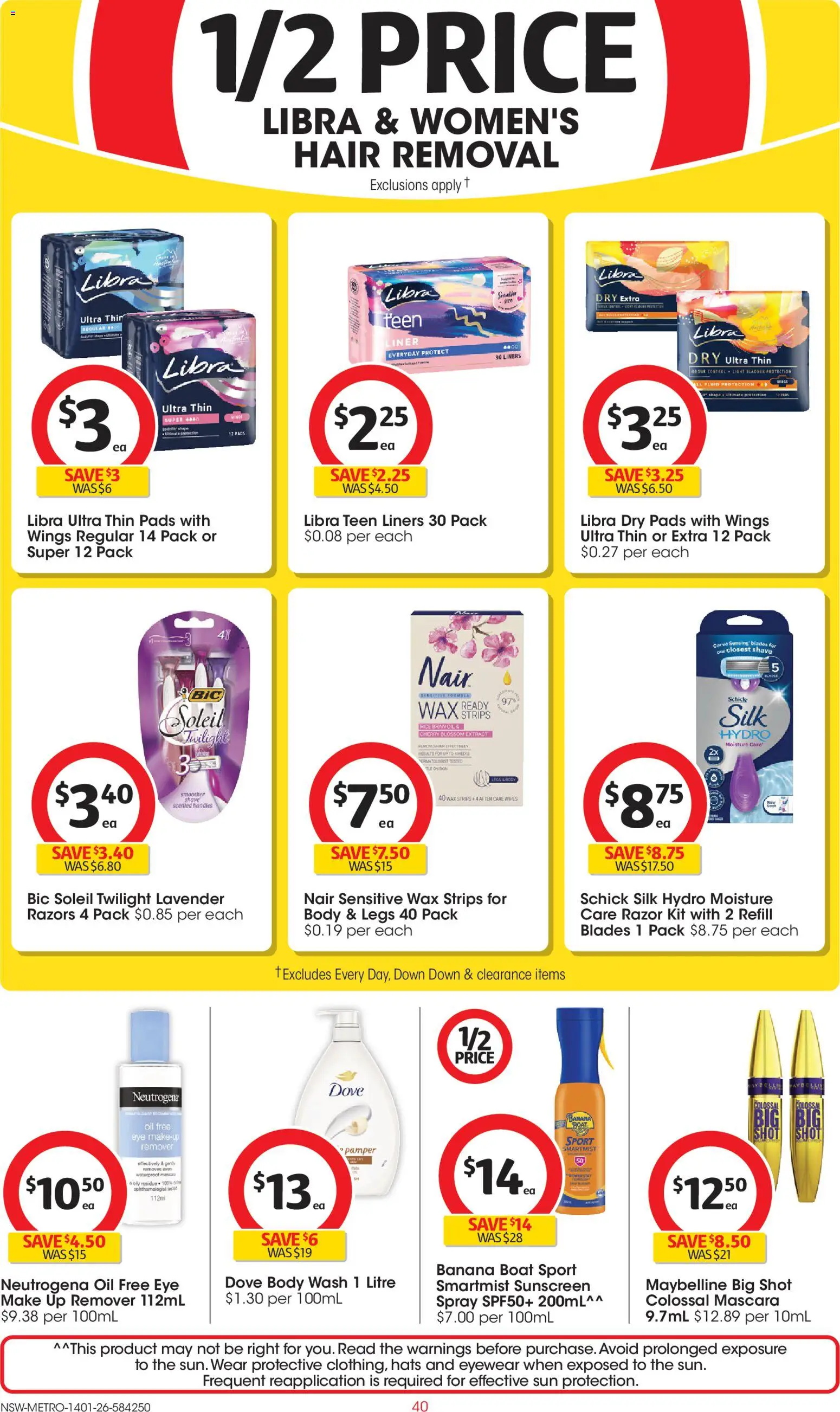 Coles catalogue - valid from 14.01.2026 | Page: 40 | Products: Mascara, Makeup, Razor, Hair removal