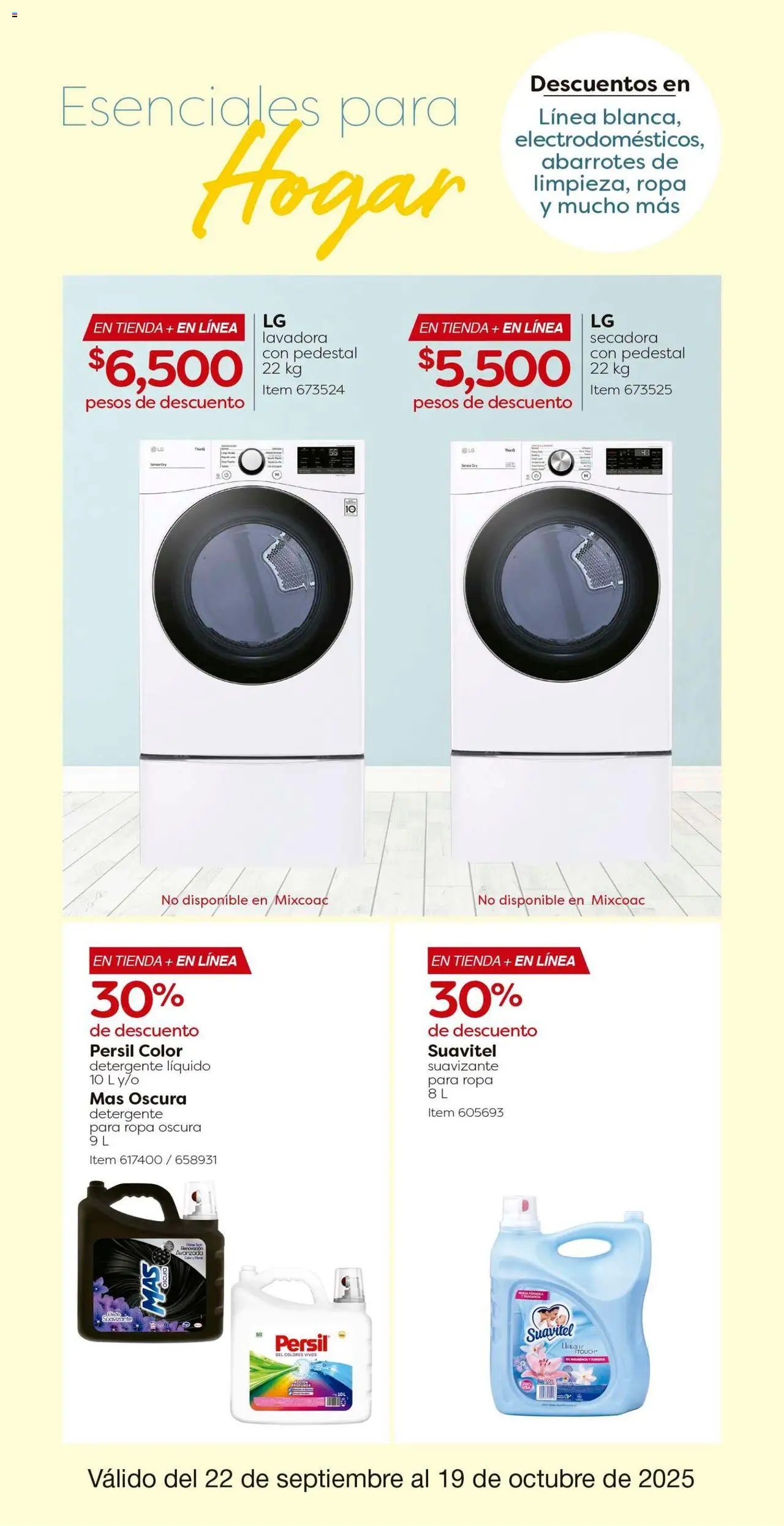 Nuevas ofertas de Costco válidas en toda la República Mexicana desde el 22.09.2025. ¡Encuentra las mejores ofertas en Costco - Catálogo! | Página: 9 | Productos: Secadora, Suavizante, Lavadora, Ropa