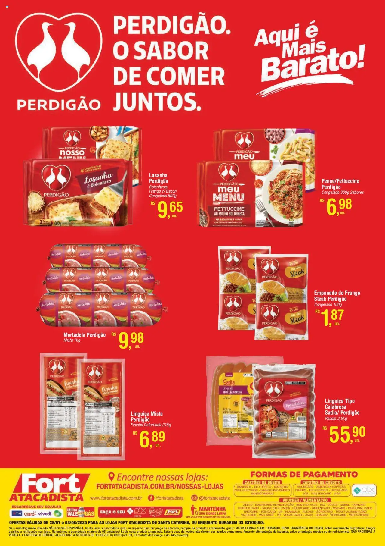 Fort Atacadista Folheto - válido de 28.07.2025 | Página: 2 | Produtos: Celular, Linguiça, Lasanha, Frango