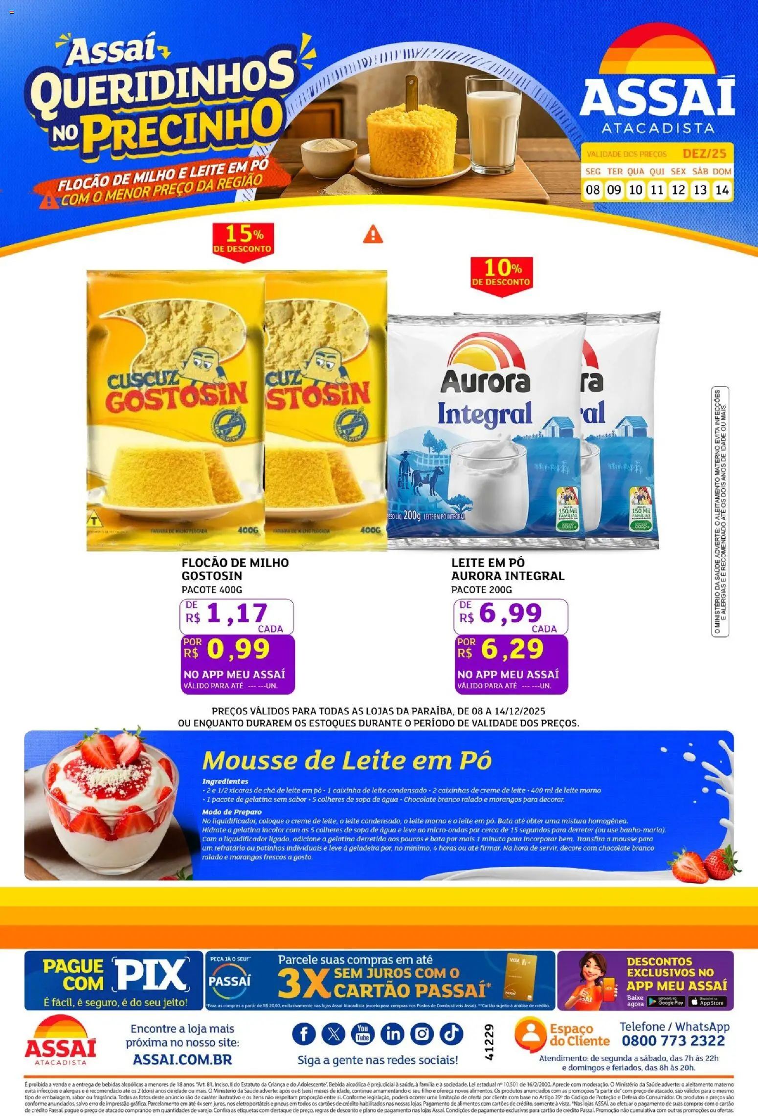 Assaí Atacadista Folheto - válido de 08.12.2025 | Página: 1 | Produtos: Geladeira, Base, Telefone, Leite em pó