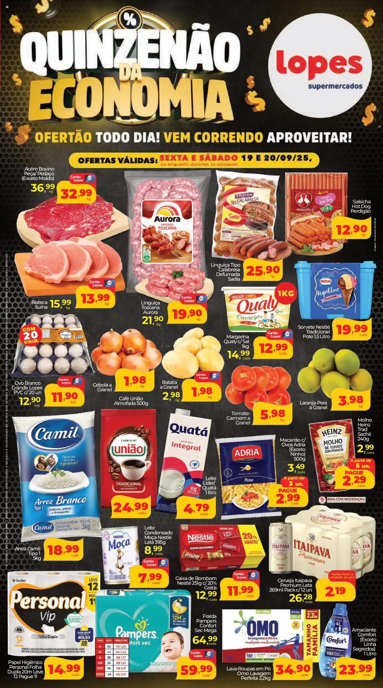 Lopes Supermercados Folheto - válido de 19.09.2025 | Página: 1 | Produtos: Ovos, Cerveja, Leite condensado, Margarina