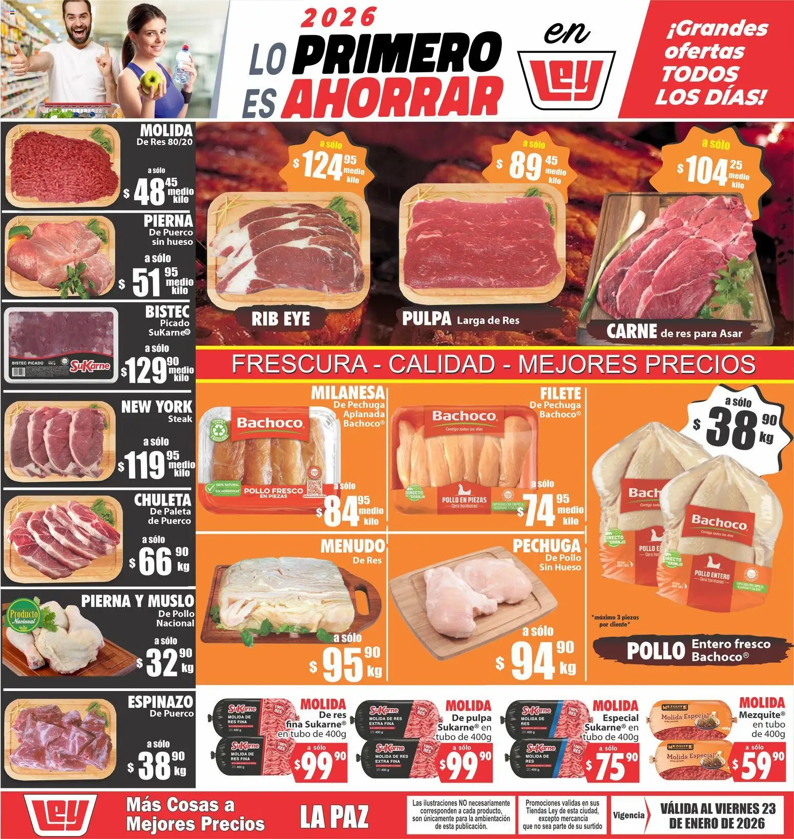 Nuevas ofertas de Casa Ley válidas en toda la República Mexicana desde el 20.01.2026. ¡Encuentra las mejores ofertas en Casa Ley folleto Más cosas a mejores precios La Paz! | Página: 1 | Productos: Pollo, Milanesa, Paleta, Res