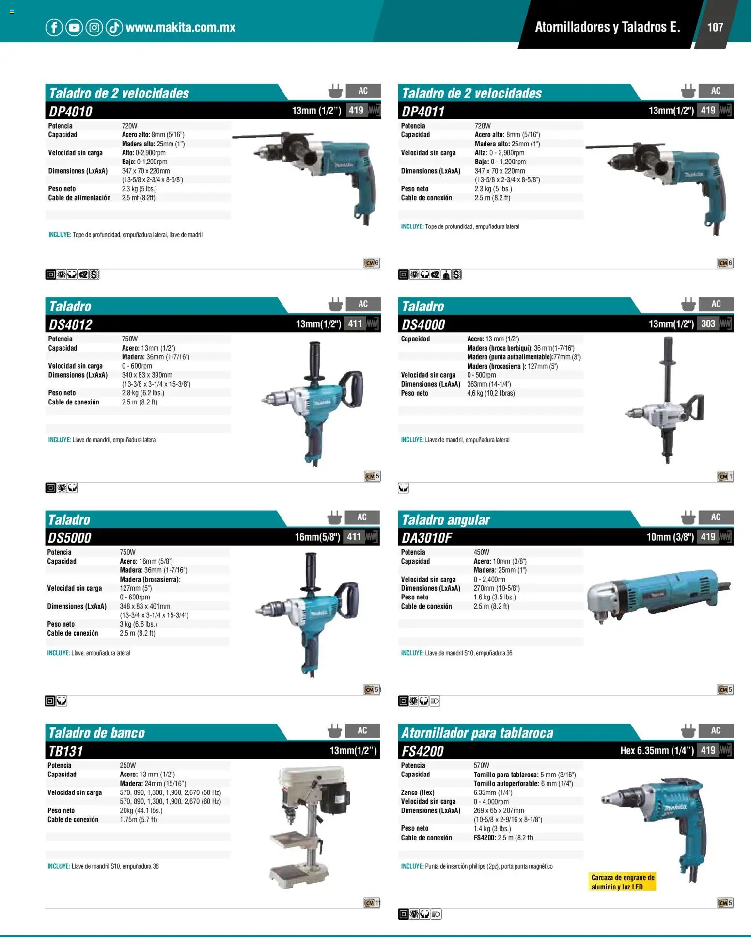 Nuevas ofertas de Makita válidas en toda la República Mexicana desde el 01.01.2024. ¡Encuentra las mejores ofertas en Makita catálogo General! | Página: 107 | Productos: Tornillo, Taladro, Banco, Llave
