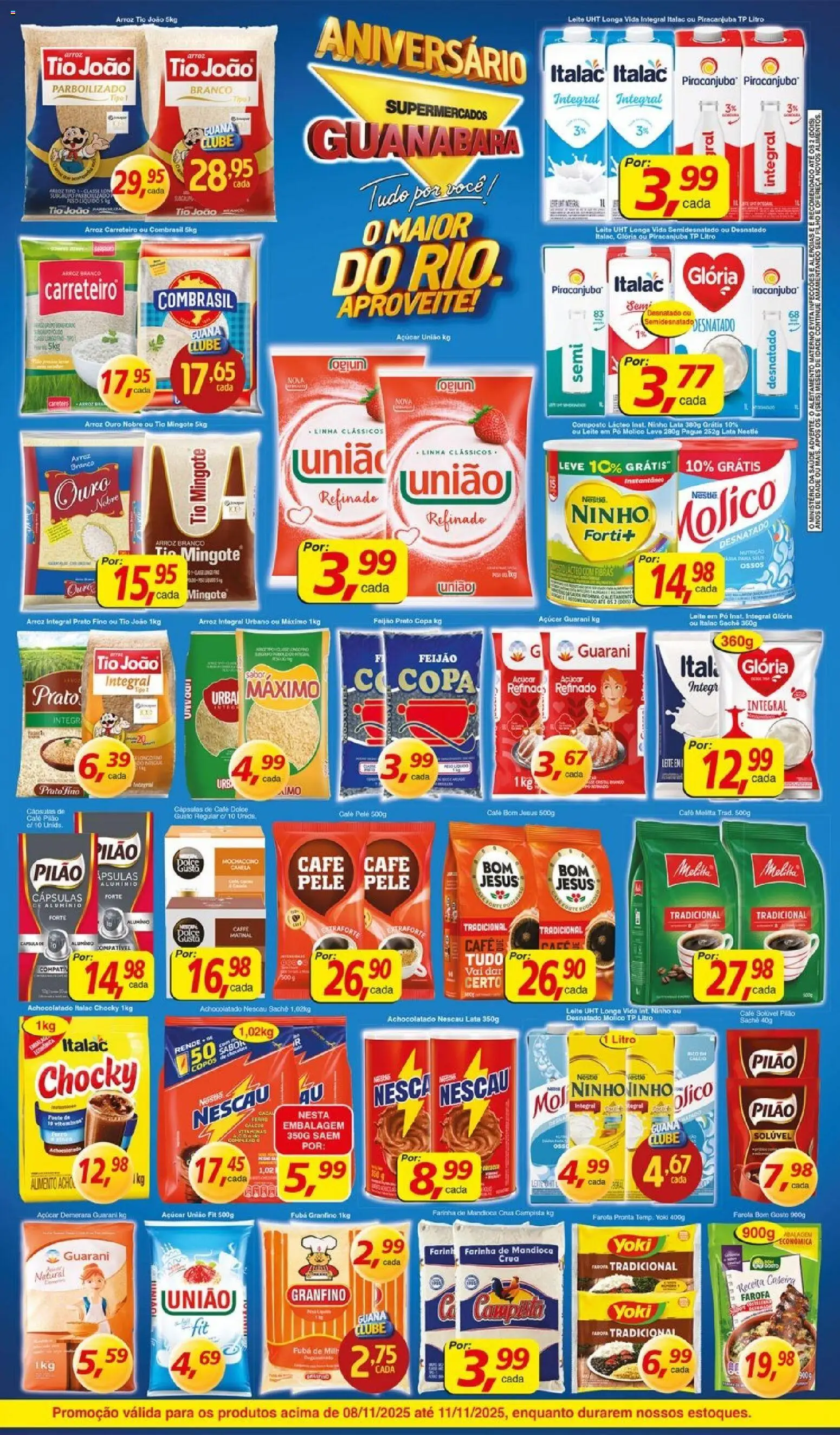 Supermercados Guanabara Folheto - válido de 08.11.2025 | Página: 2 | Produtos: Pó, Achocolatado, Açúcar, Leite em pó