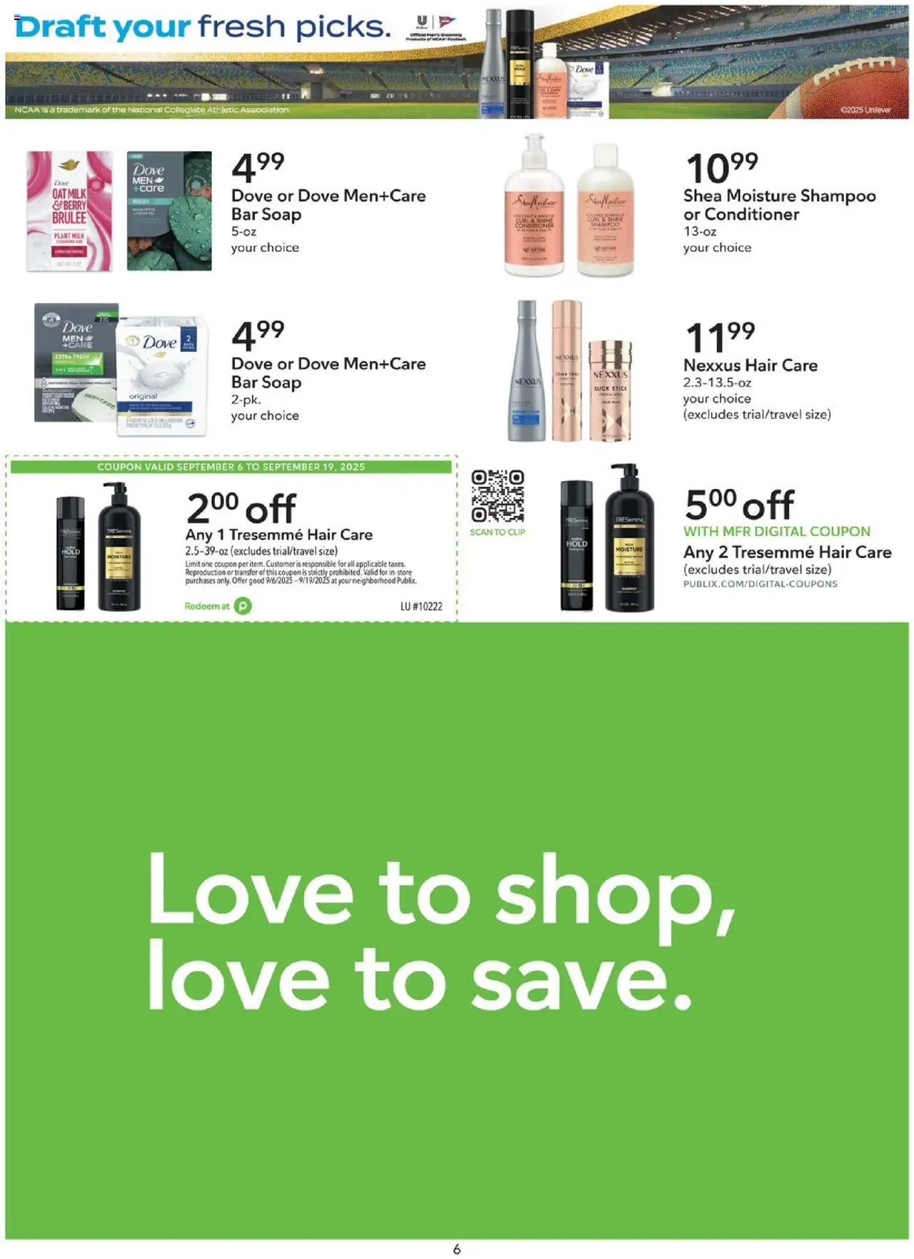 Publix Extra Savings - valid from 06.09.2025 | Page: 6 | Products: Clip, Shampoo, Conditioner, Milk