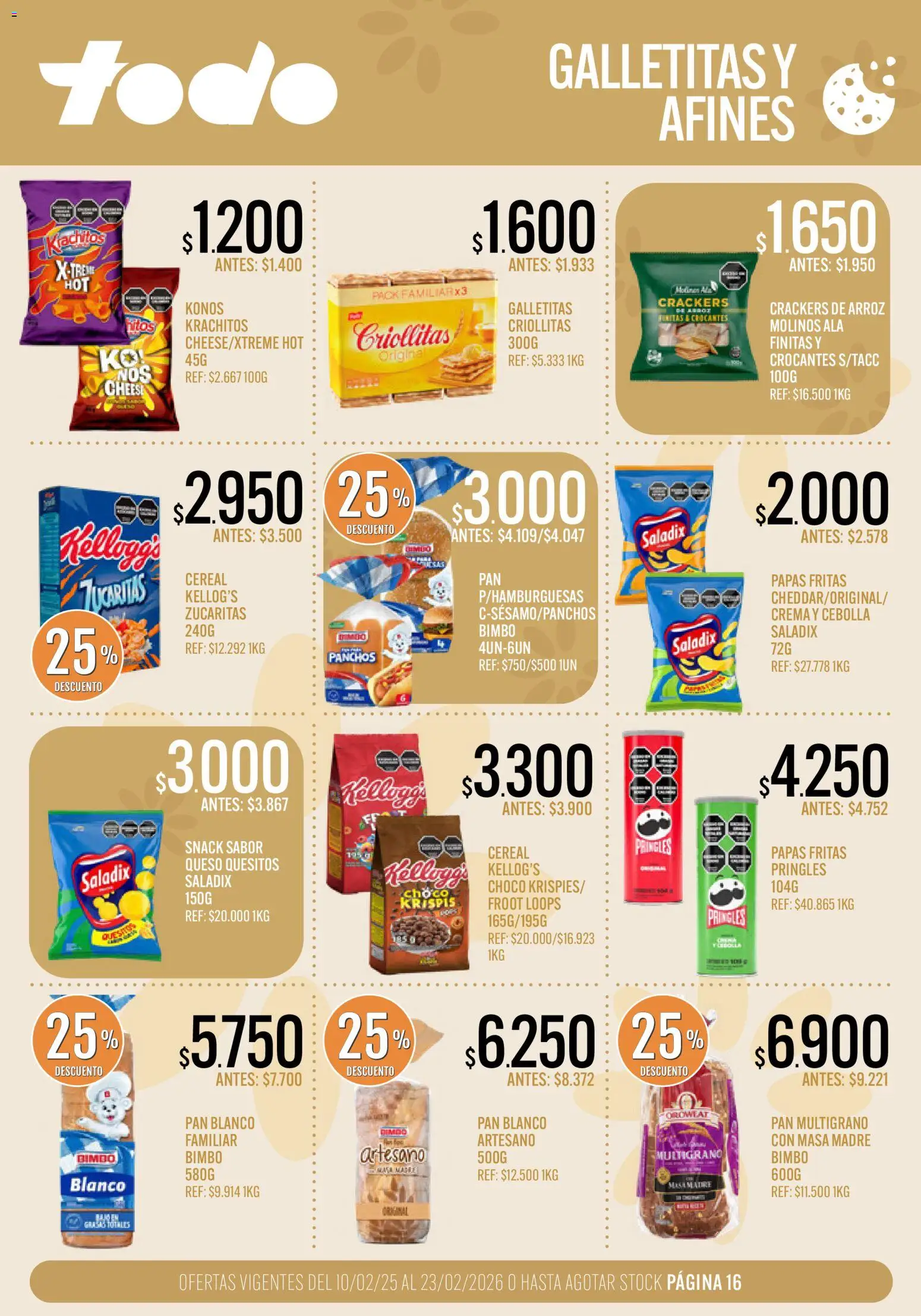 Supermercados TODO - Ofertas │ válido desde el 10.02.2026 | Página: 16 | Productos: Cebolla, Queso, Pan, Arroz