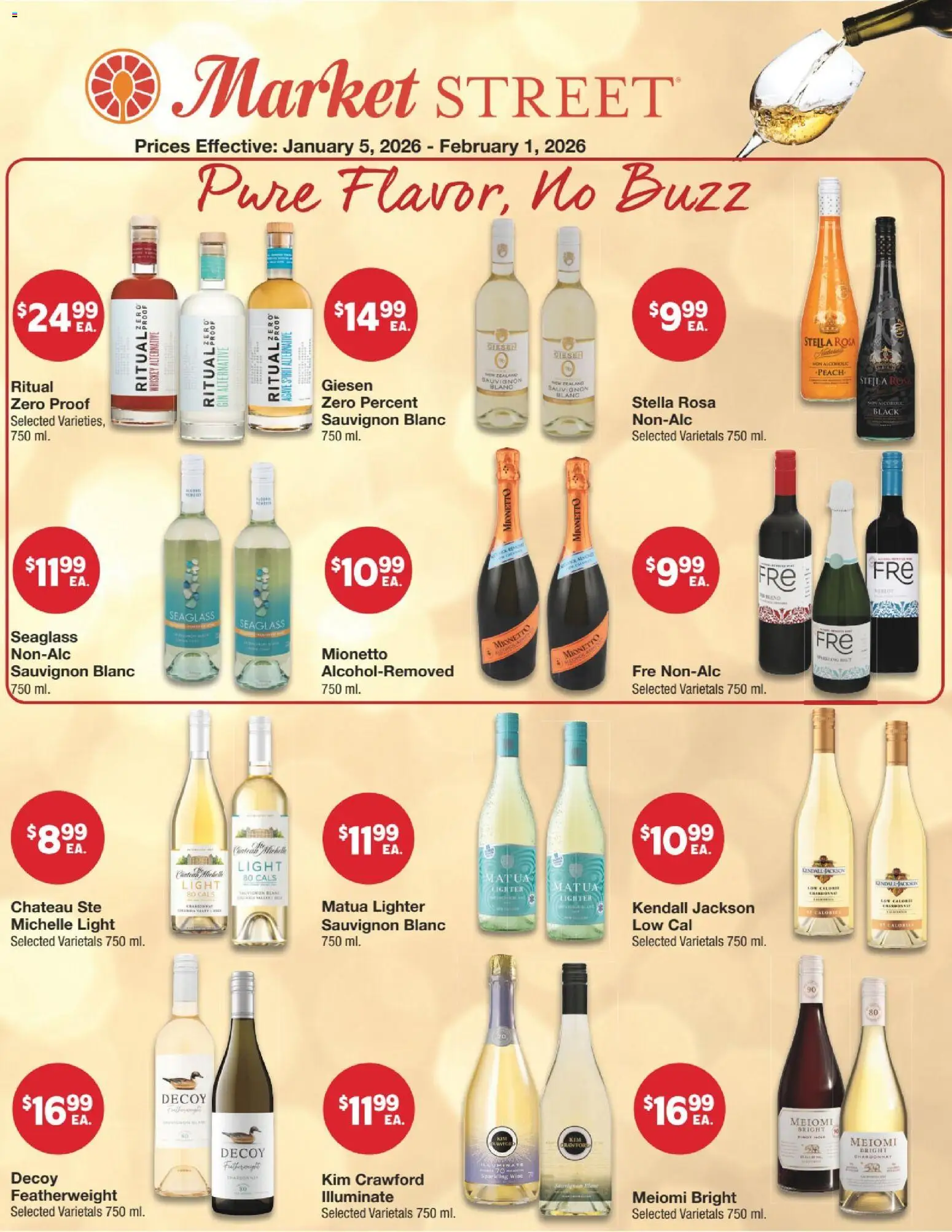 United Supermarkets Wine & Spirits Flyer - valid from 05.01.2026 | Page: 1 | Products: Wine, Gin, Whiskey, Peach