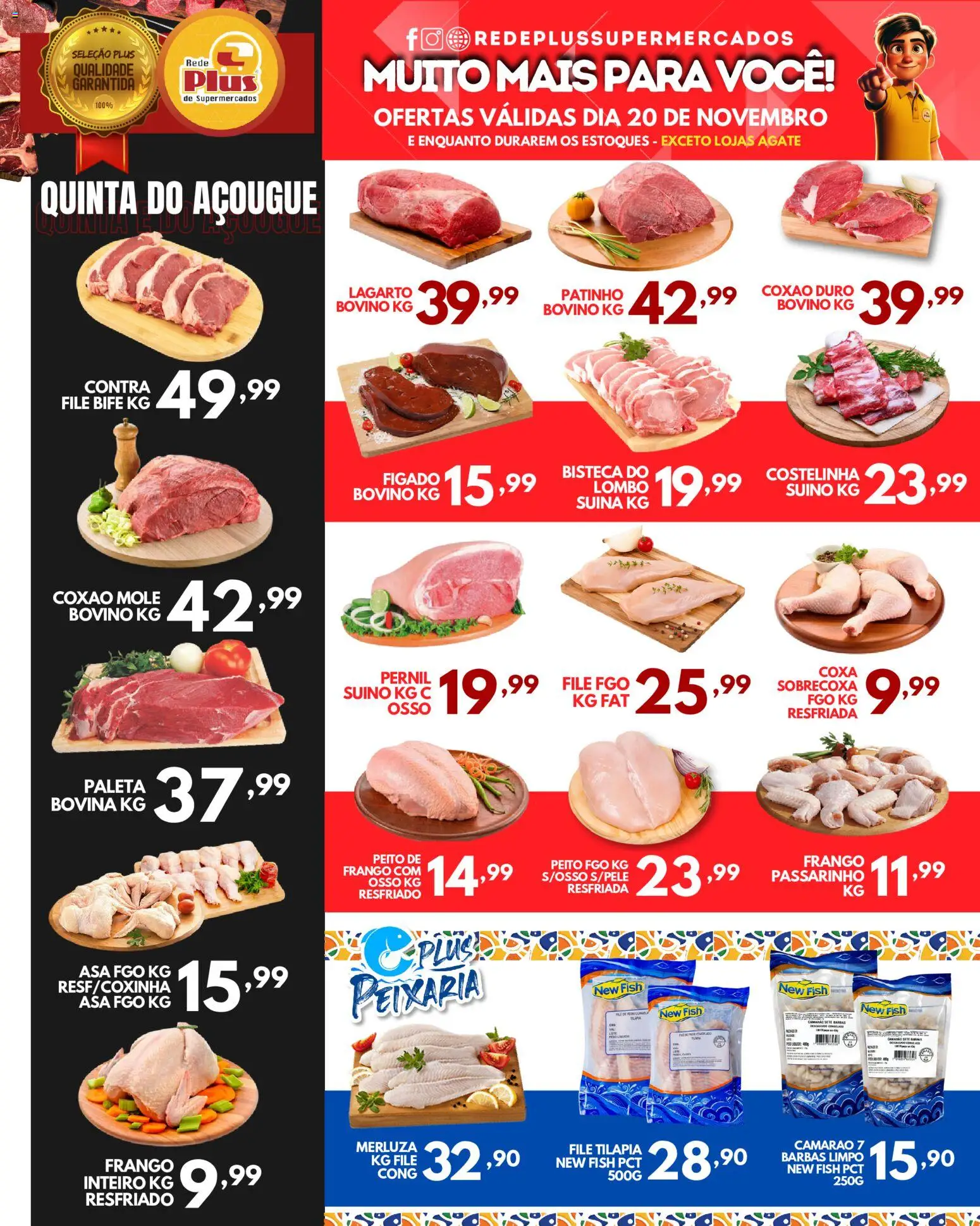 Rede Plus Supermercados Folheto - válido de 19.11.2025 | Página: 2 | Produtos: Pernil, Camarão, Tilápia, Frango