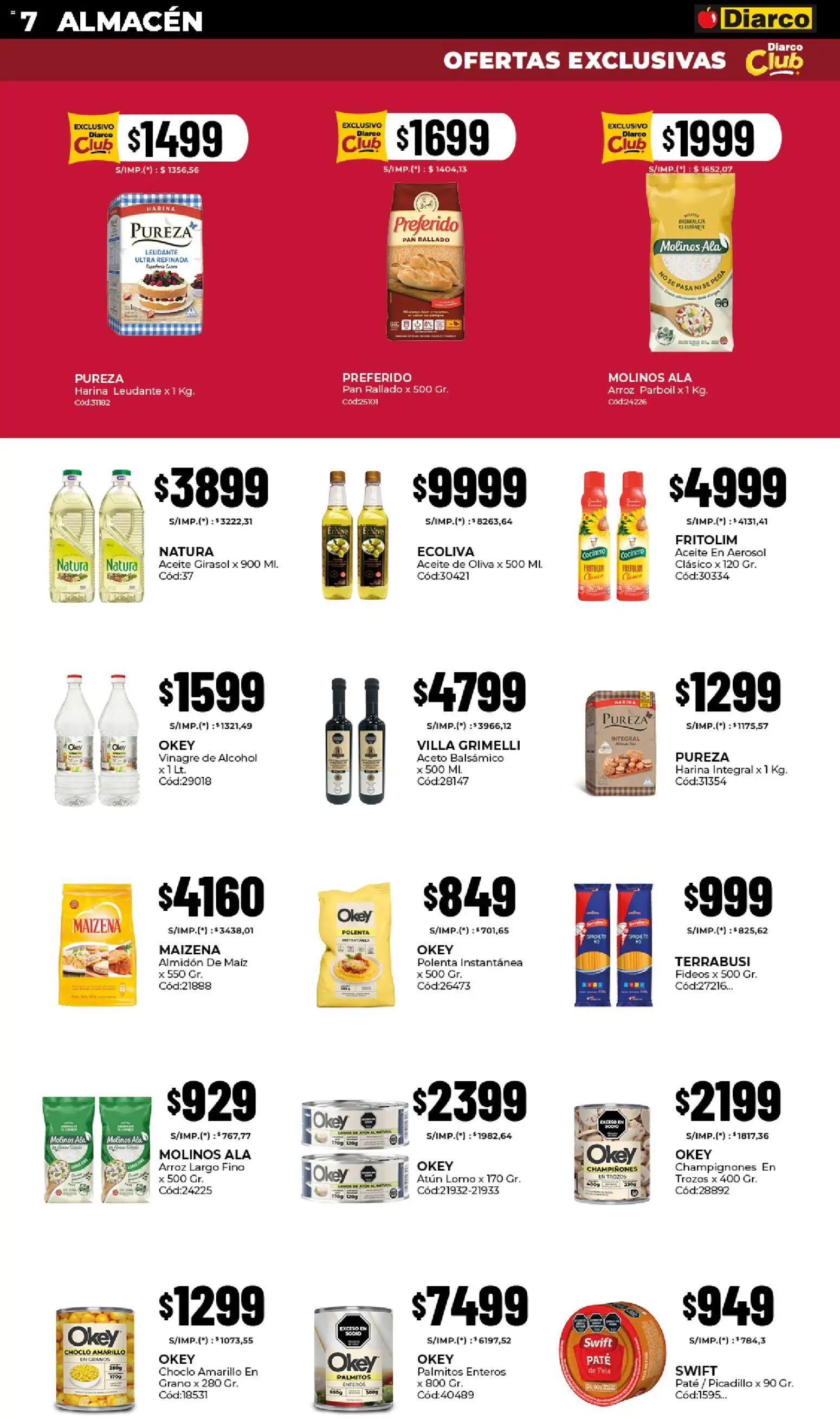 Diarco ofertas │ válido desde el 20.04.2026 | Página: 7 | Productos: Aceto, Polenta, Arroz, Picadillo