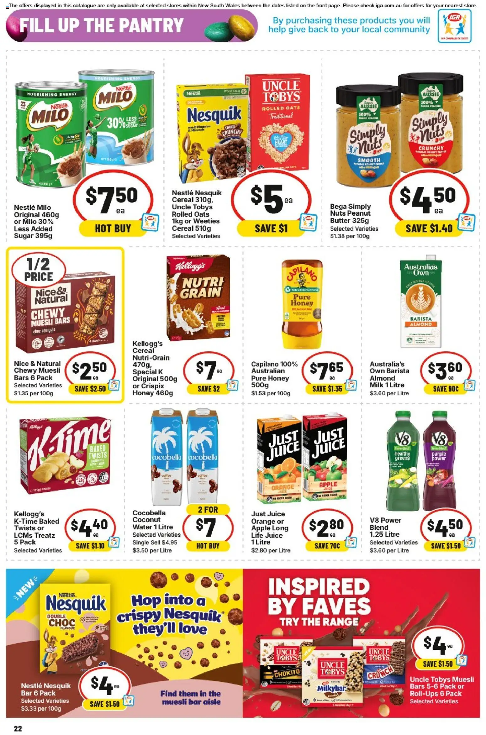 IGA catalogue - valid from 25.03.2026 | Page: 22 | Products: Juice, Honey, Cereal, Sugar