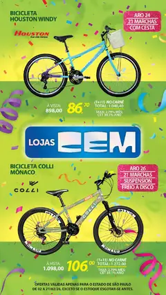 Lojas Cem - Ofertas atuais - Pré-Visualização do folheto da loja Lojas Cem, válido de 02.02.2026 | Página: 109 | Produtos: Bicicleta, Cesta, Carne, Disco