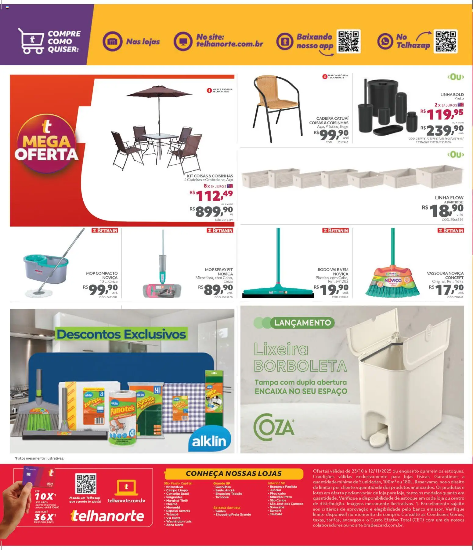 Telhanorte Folheto - válido de 23.10.2025 | Página: 16 | Produtos: Banco, Lixeira, Vassoura, Rodo