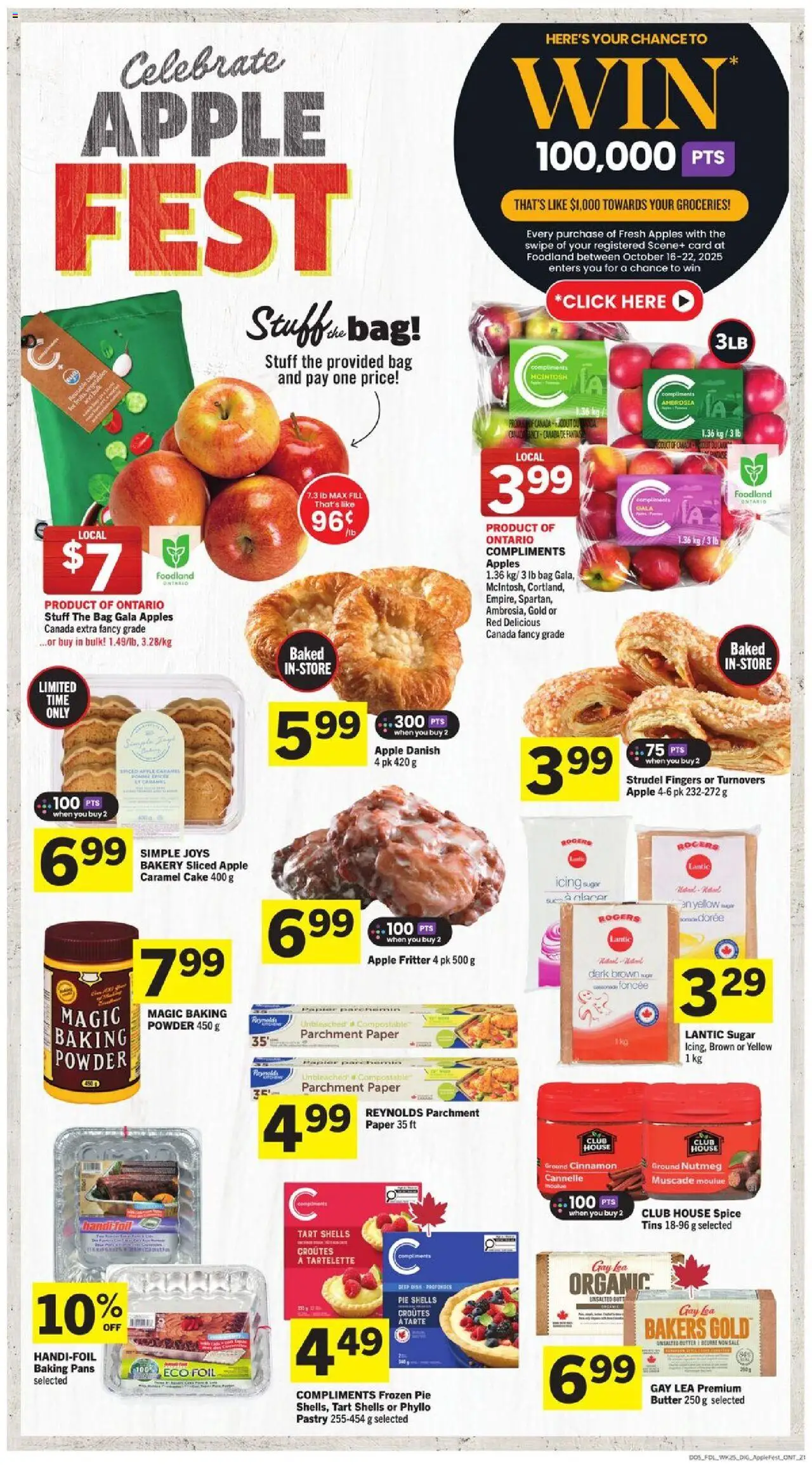 Foodland flyer valid from 16.10.2025 | Page: 5 | Products: Bag, Powder, Butter, Apples