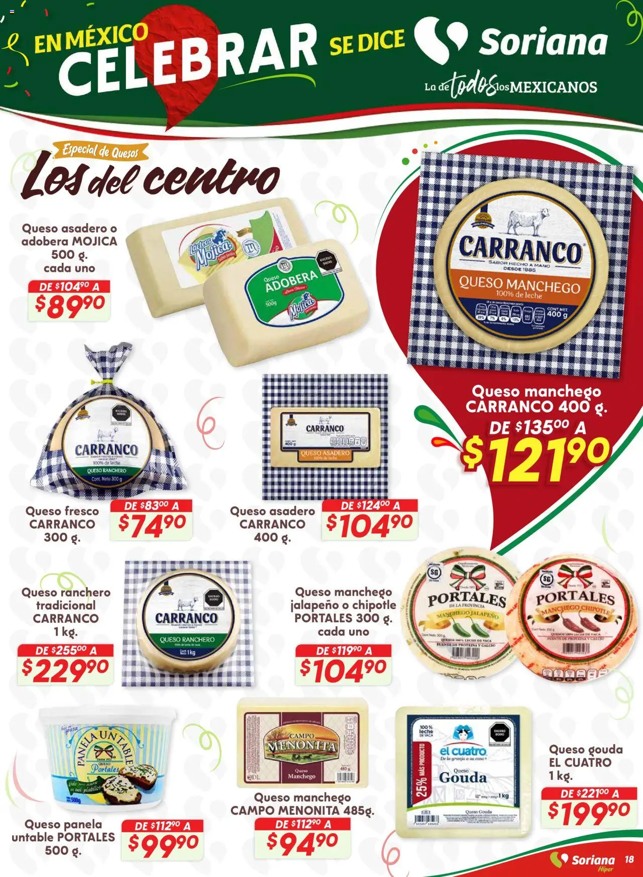 Nuevas ofertas de Soriana válidas en toda la República Mexicana desde el 28.08.2025. ¡Encuentra las mejores ofertas en Soriana - Preciazazaso Híper: Valle de México! | Página: 18 | Productos: Fuente, Leche, Queso