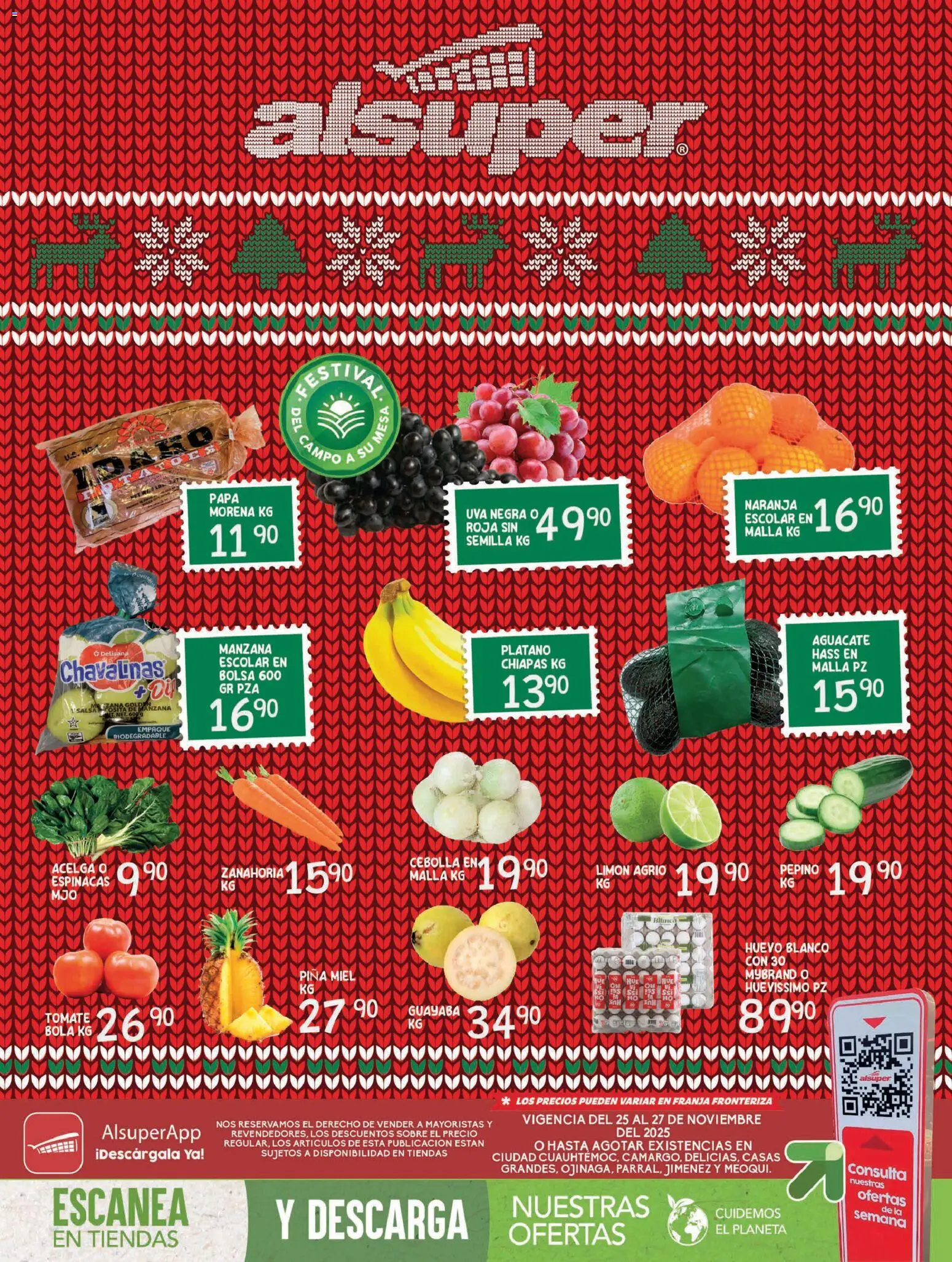 Nuevas ofertas de Alsuper válidas en toda la República Mexicana desde el 25.11.2025. ¡Encuentra las mejores ofertas en Alsuper folleto! | Página: 1 | Productos: Manzana, Huevo, Piña, Sobre