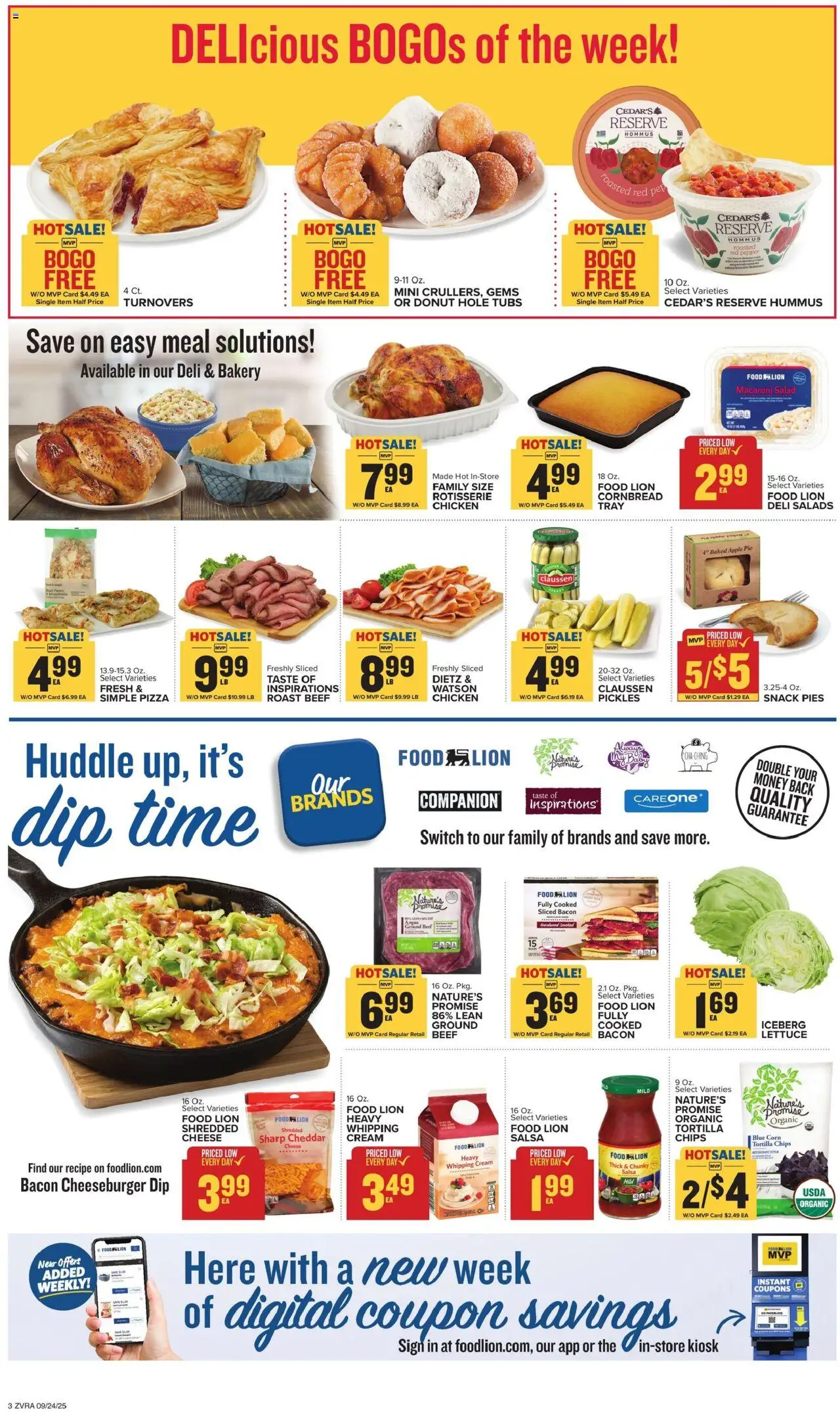 Food Lion Weekly Ad - valid from 24.09.2025 | Page: 5 | Products: Cheese, Pizza, Chips, Apple Pie
