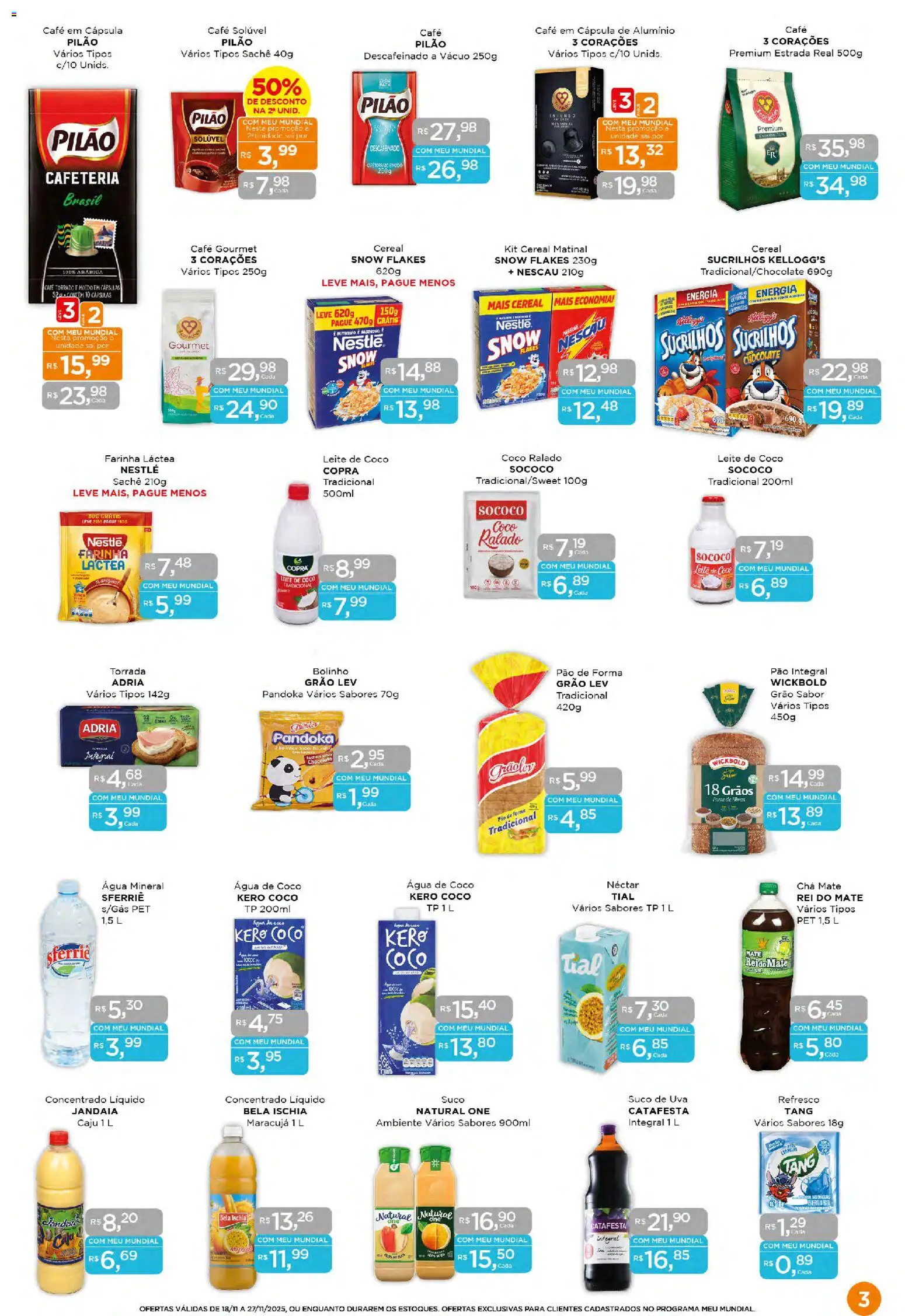 Mundial Folheto - válido de 18.11.2025 | Página: 3 | Produtos: Chá mate, Nescau, Chá, Sucrilhos