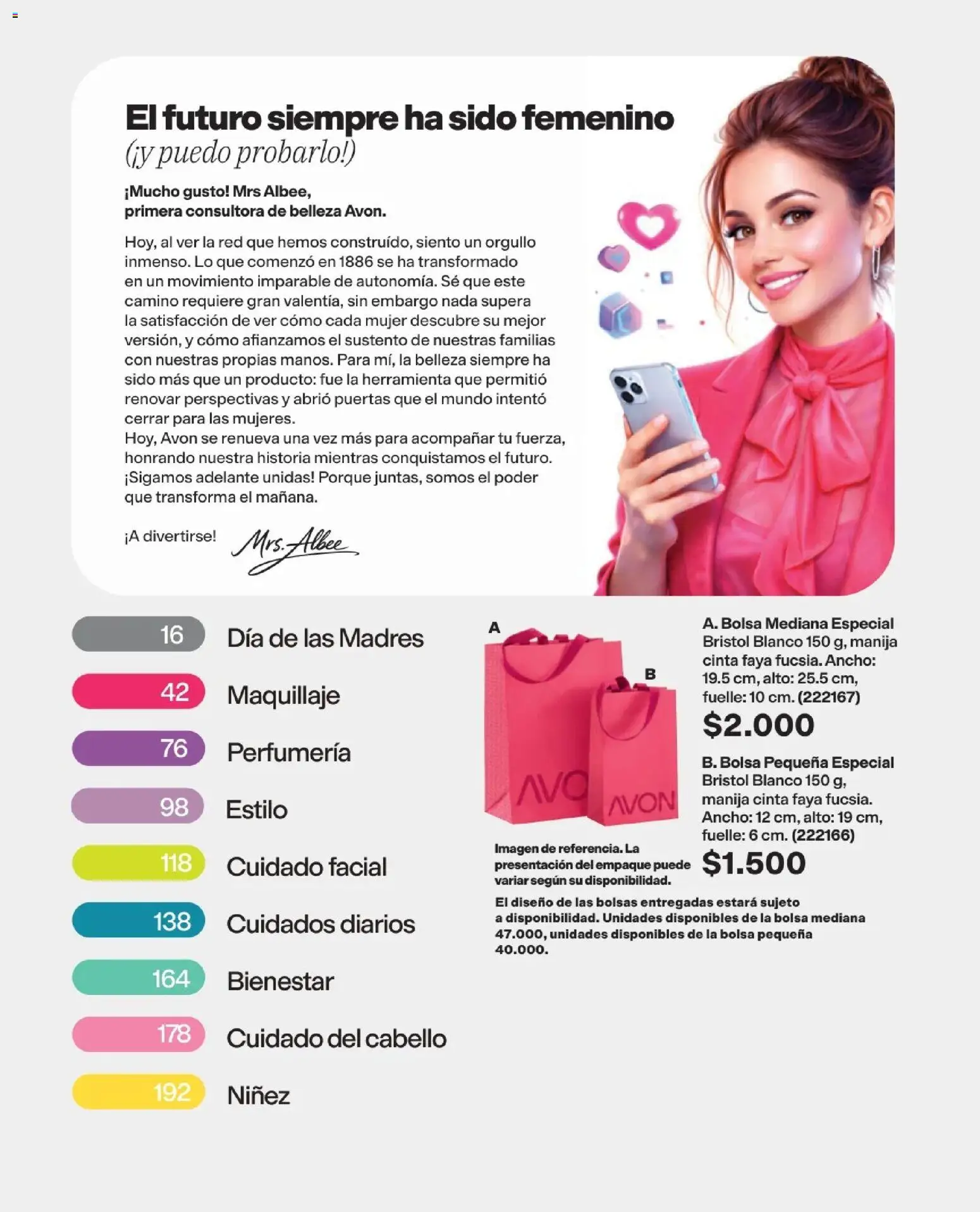 Avon revista - valida desde el 11.03.2026 | Página: 14 | Productos: Bolsa, Maquillaje, Cinta