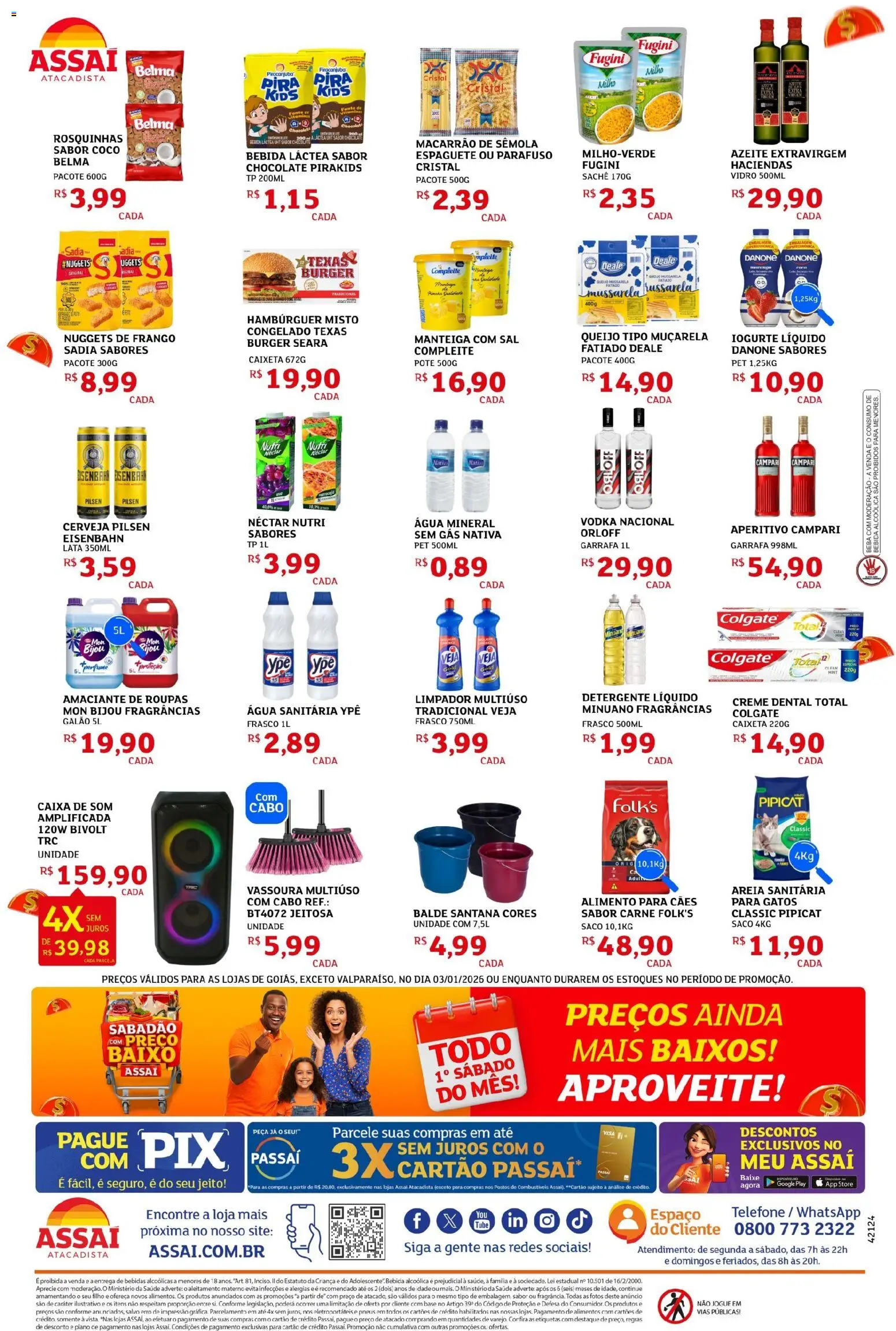 Assaí Atacadista Folheto - válido de 03.01.2026 | Página: 2 | Produtos: Espaguete, Areia, Caixa, Queijo