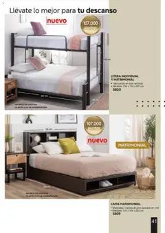Vista previa de LITERA INDIVIDUAL Y MATRIMONIAL, Fabricación en tubo redondo. Medidas: 136 x 150 x 207 cm, nuevo folleto de la tienda, válido en México a partir del 13.06.2025 | Página: 41