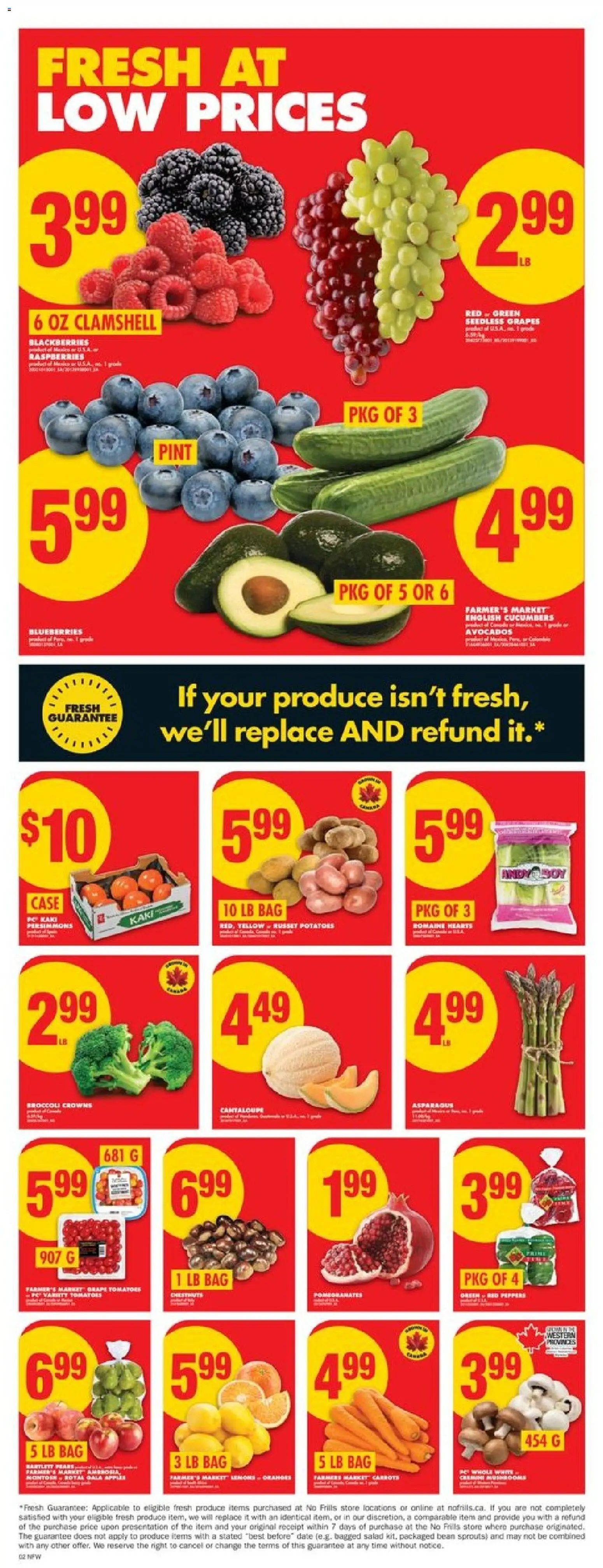 No Frills flyer valid from 27.11.2025 | Page: 2 | Products: Cucumbers, Potatoes, Case, Tomatoes