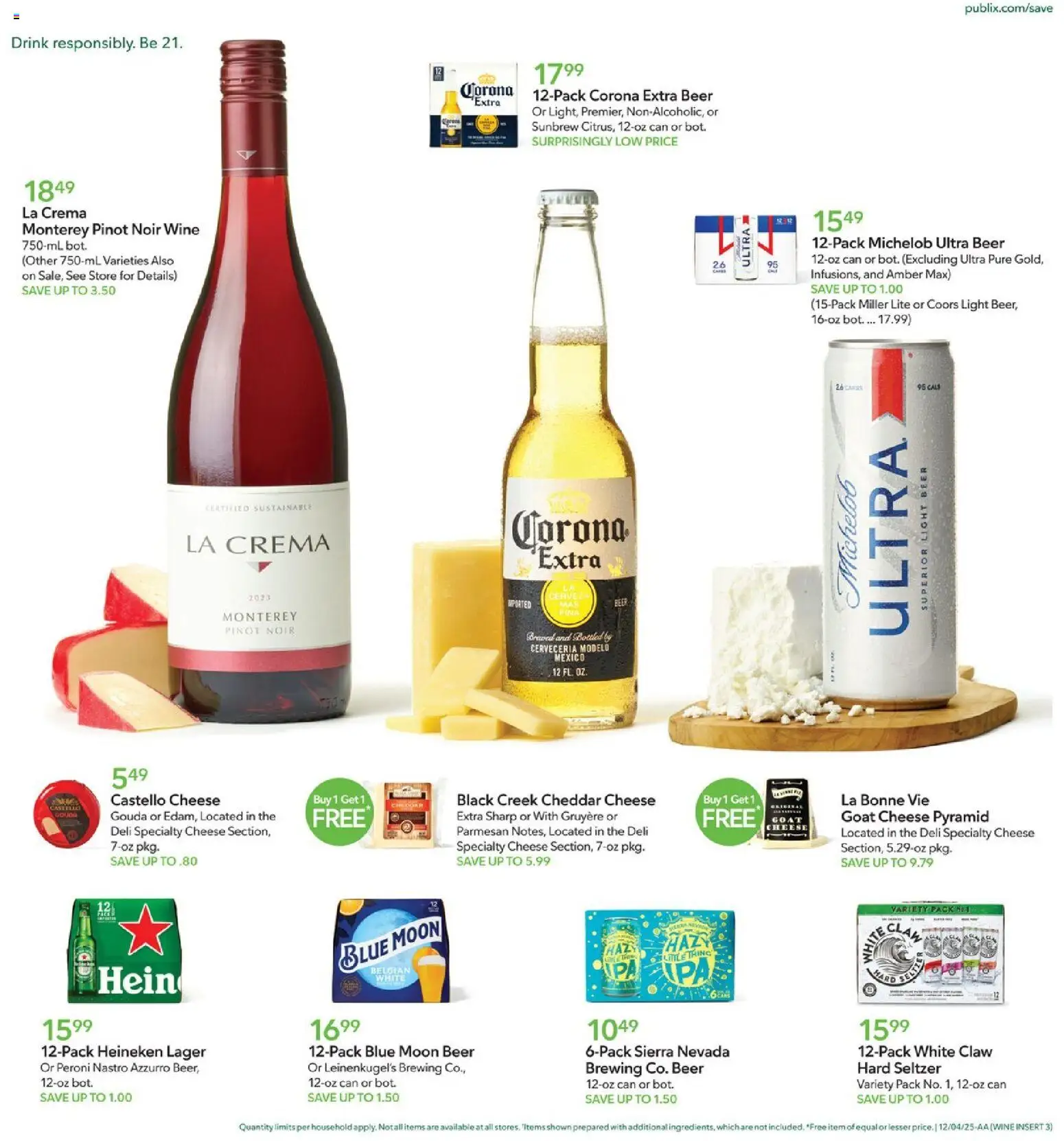Publix Weekly Ad - valid from 03.12.2025 | Page: 13 | Products: Cheese, Wine, Beer