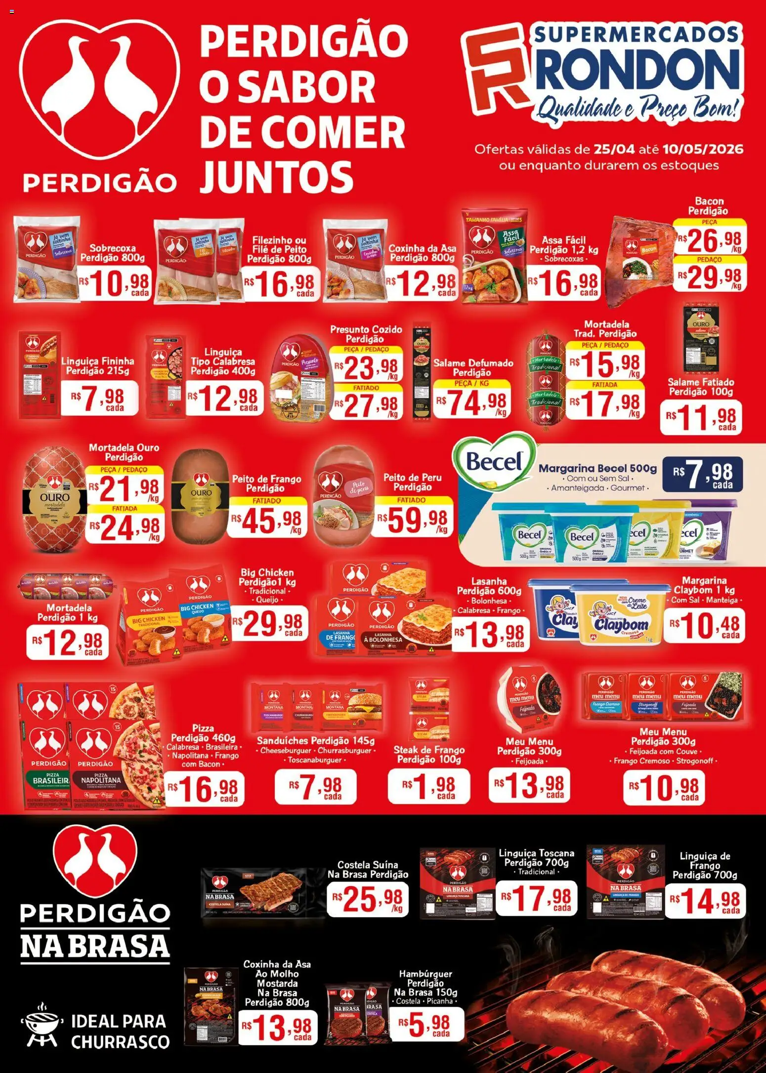 Supermercados Rondon Folheto - válido de 25.04.2026 | Página: 1 | Produtos: Leite, Queijo, Lasanha, Margarina