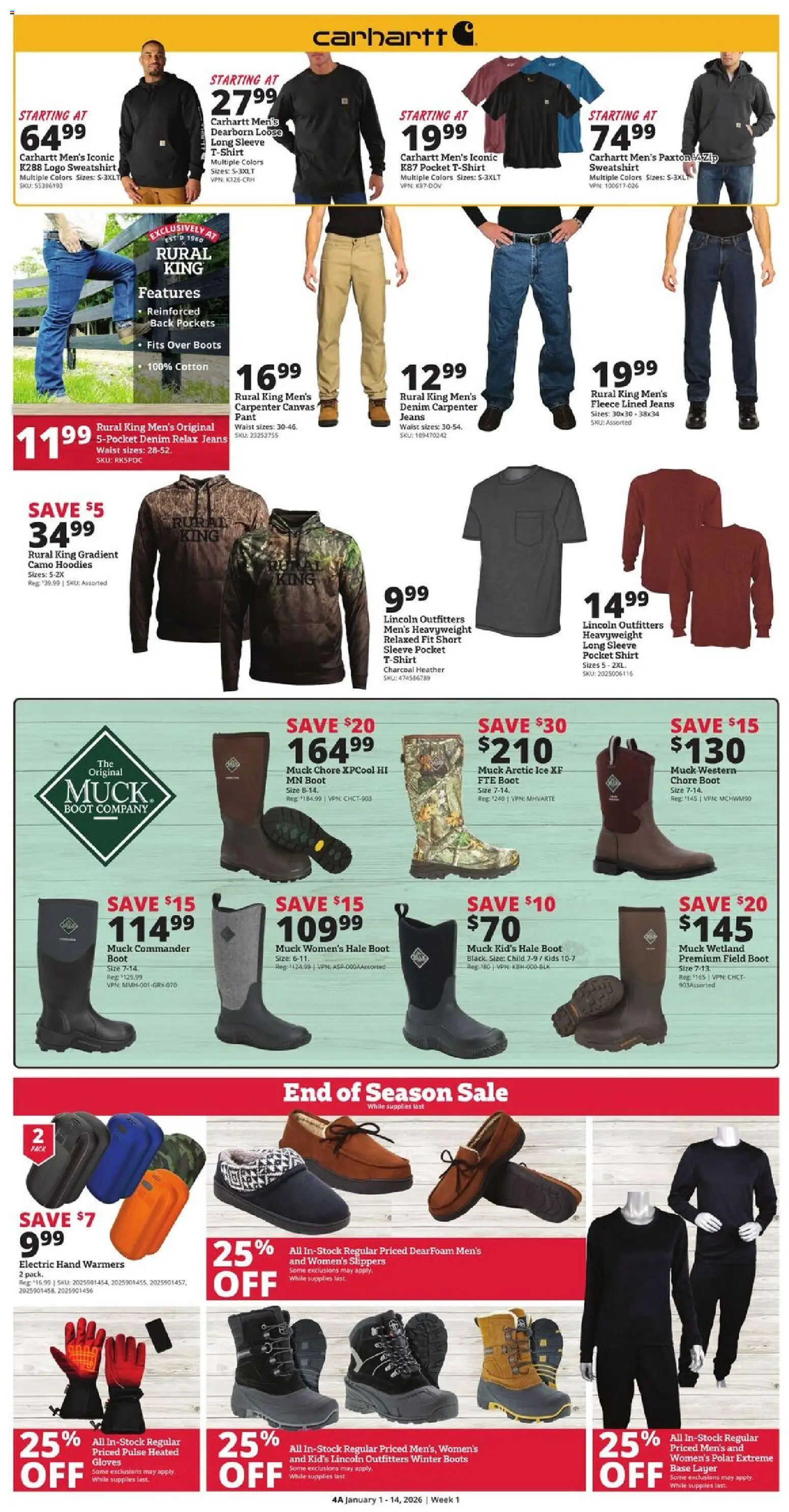 Rural King Weekly Ad - valid from 01.01.2026 | Page: 4 | Products: Canvas, Shirt, Boots, Gloves