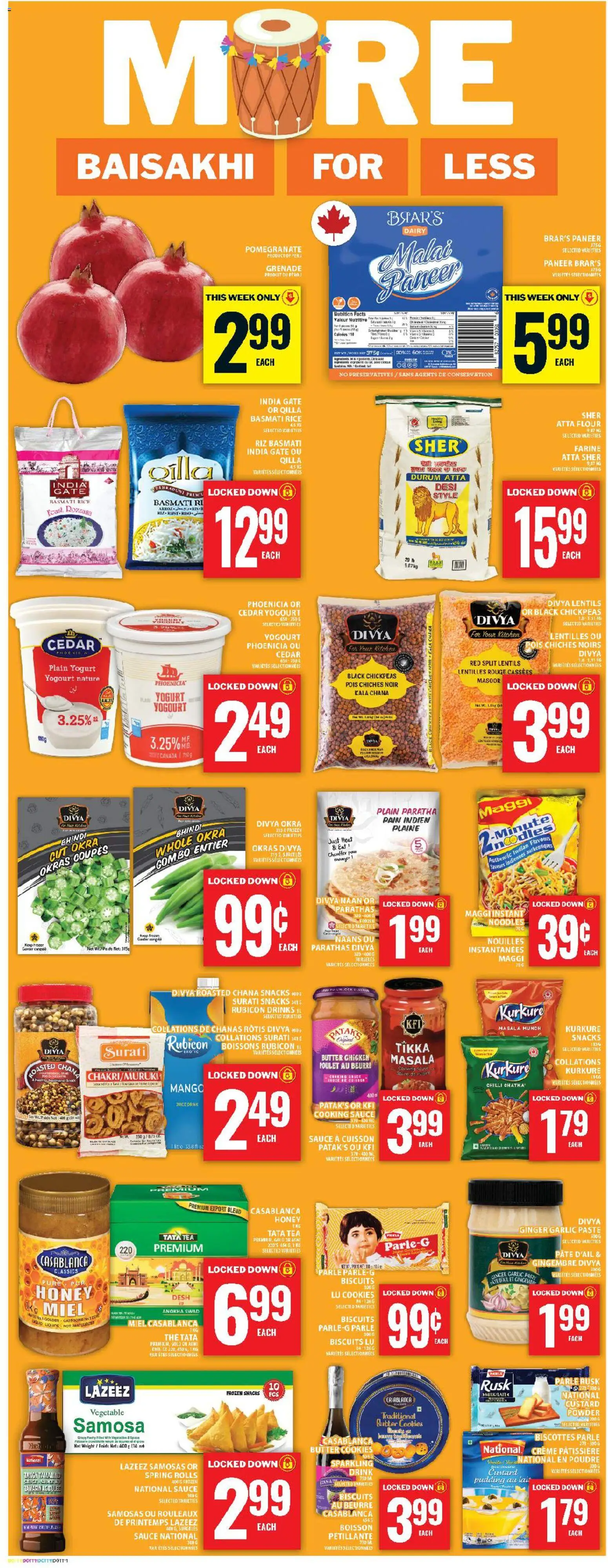 Food Basics flyer valid from 09.04.2026 | Page: 13 | Products: Rice, Tea, Cookies, Yogurt