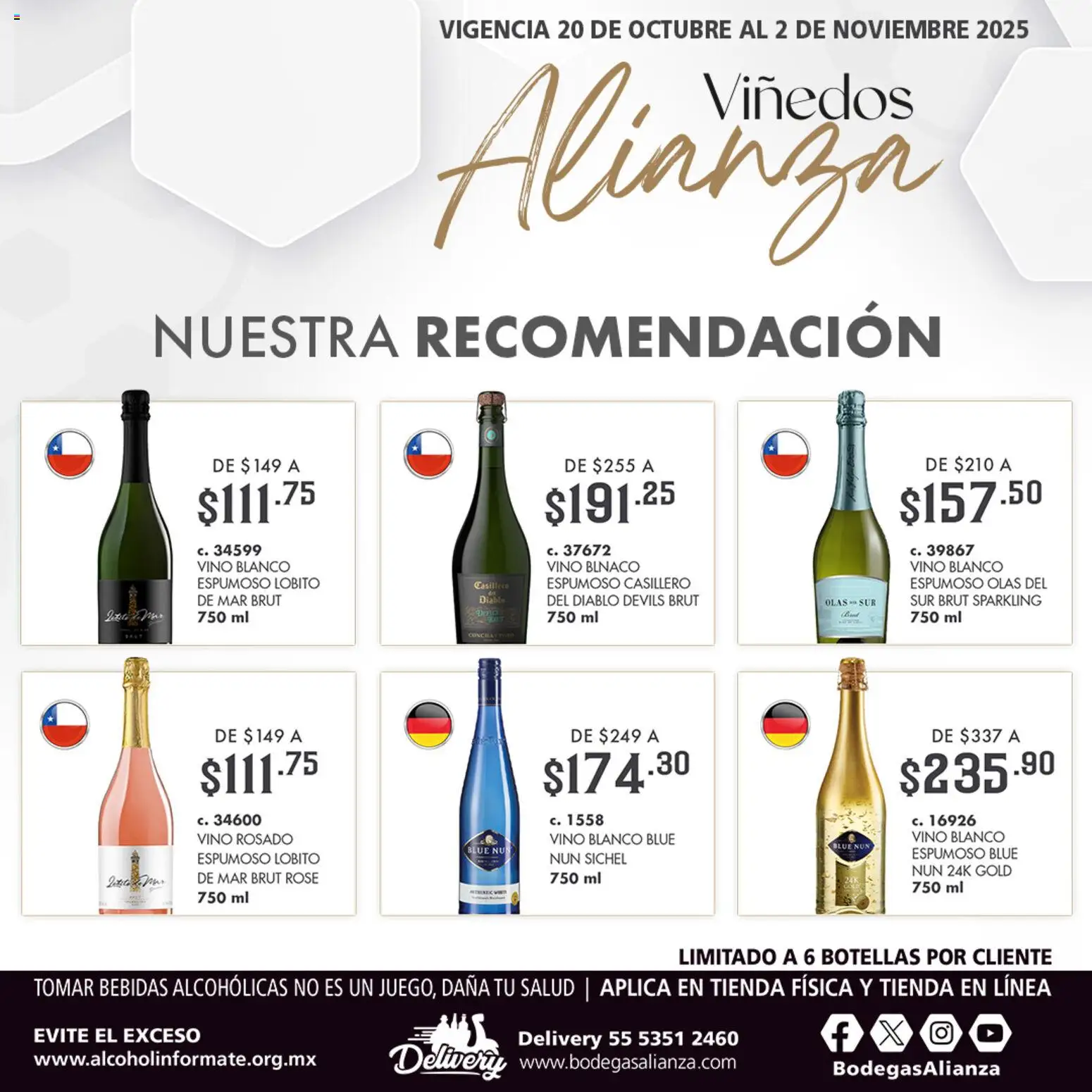 Nuevas ofertas de Bodegas Alianza válidas en toda la República Mexicana desde el 20.10.2025. ¡Encuentra las mejores ofertas en Bodegas Alianza catálogo Viñedos Alianza! | Página: 3 | Productos: Vino