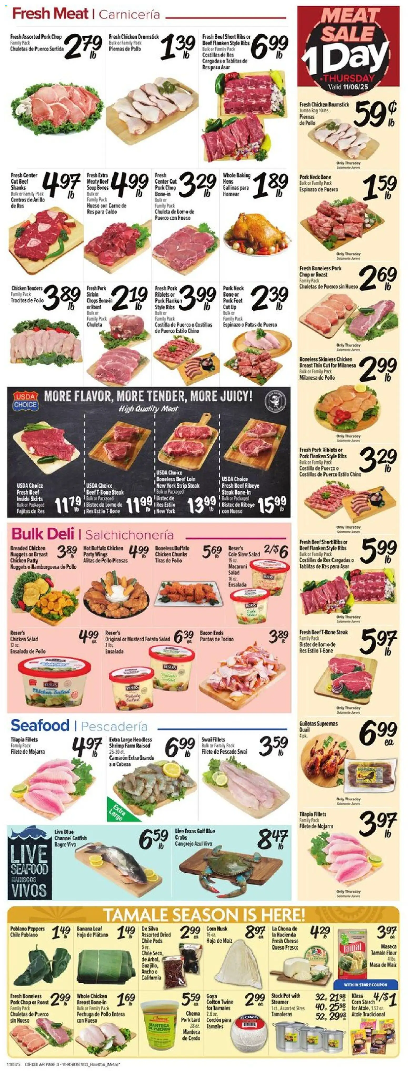 Fiesta Mart Weekly Ad - valid from 05.11.2025 | Page: 3 | Products: Cheese, Pork, Skirts, Steamer