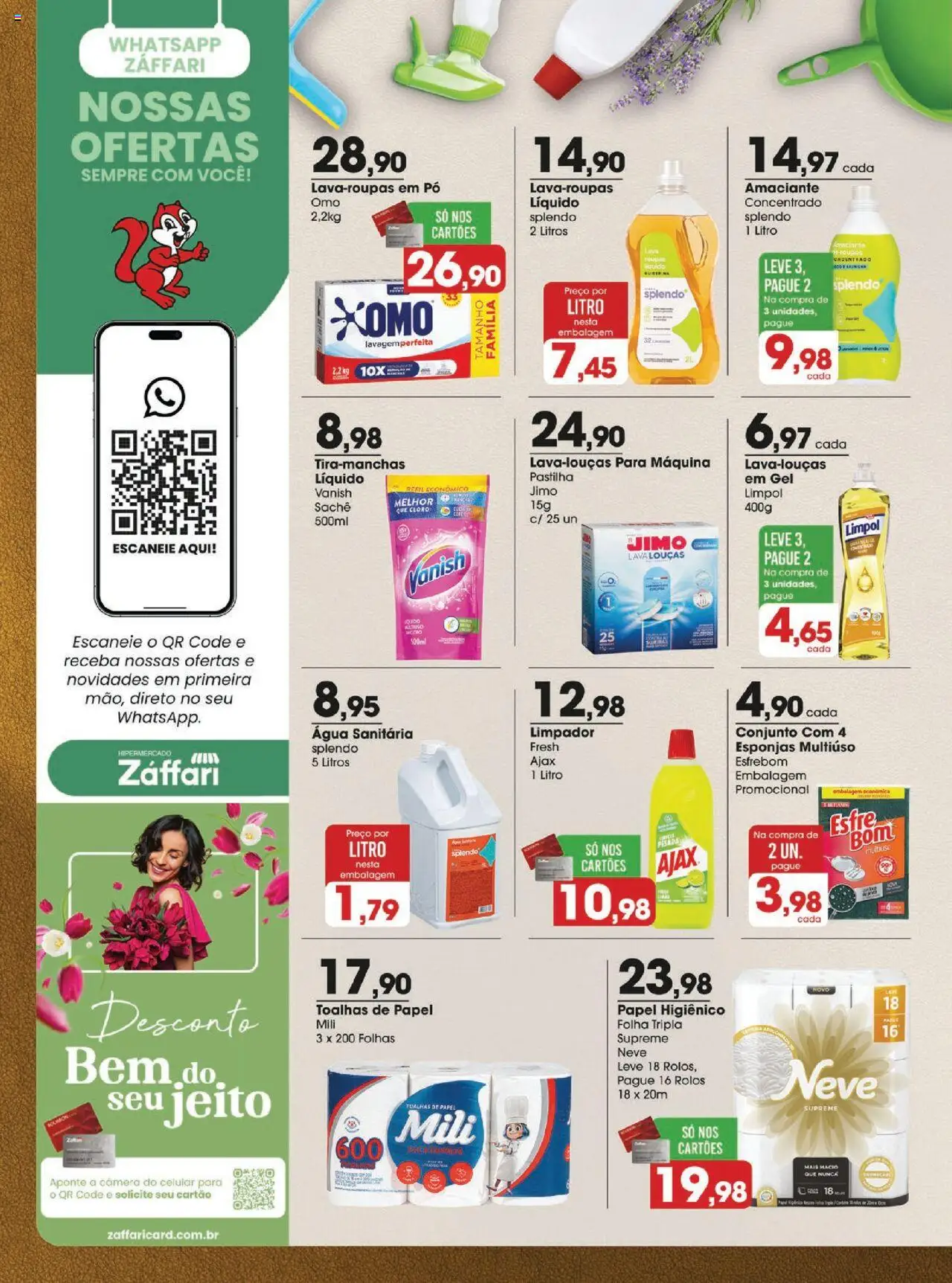 Zaffari Folheto - válido de 21.10.2025 | Página: 12 | Produtos: Roupas, Papel higiênico, Amaciante, Água sanitária