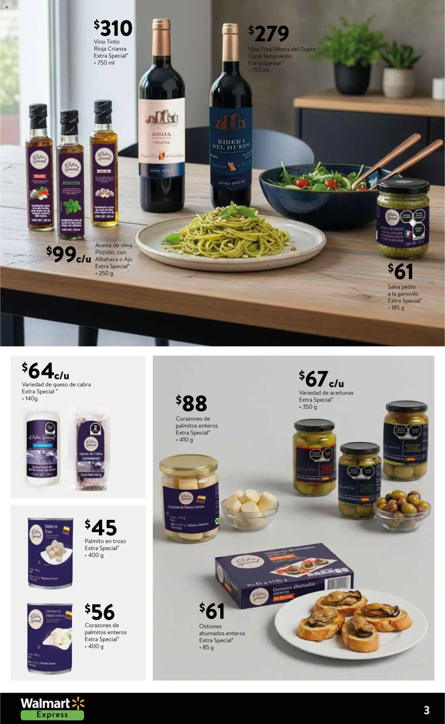 Nuevas ofertas de Walmart Express válidas en toda la República Mexicana desde el 02.01.2026. ¡Encuentra las mejores ofertas en Walmart Express folleto Celebra lo especial! | Página: 3 | Productos: Aceitunas, Aceite de oliva, Queso, Aceite