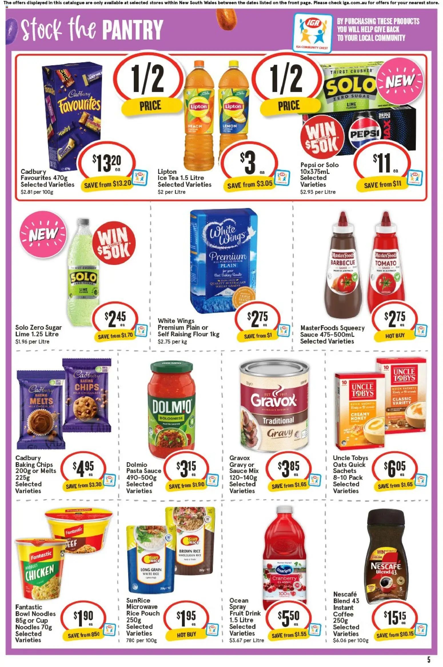 IGA catalogue - valid from 01.04.2026 | Page: 6 | Products: Noodles, Chips, Peach, Microwave