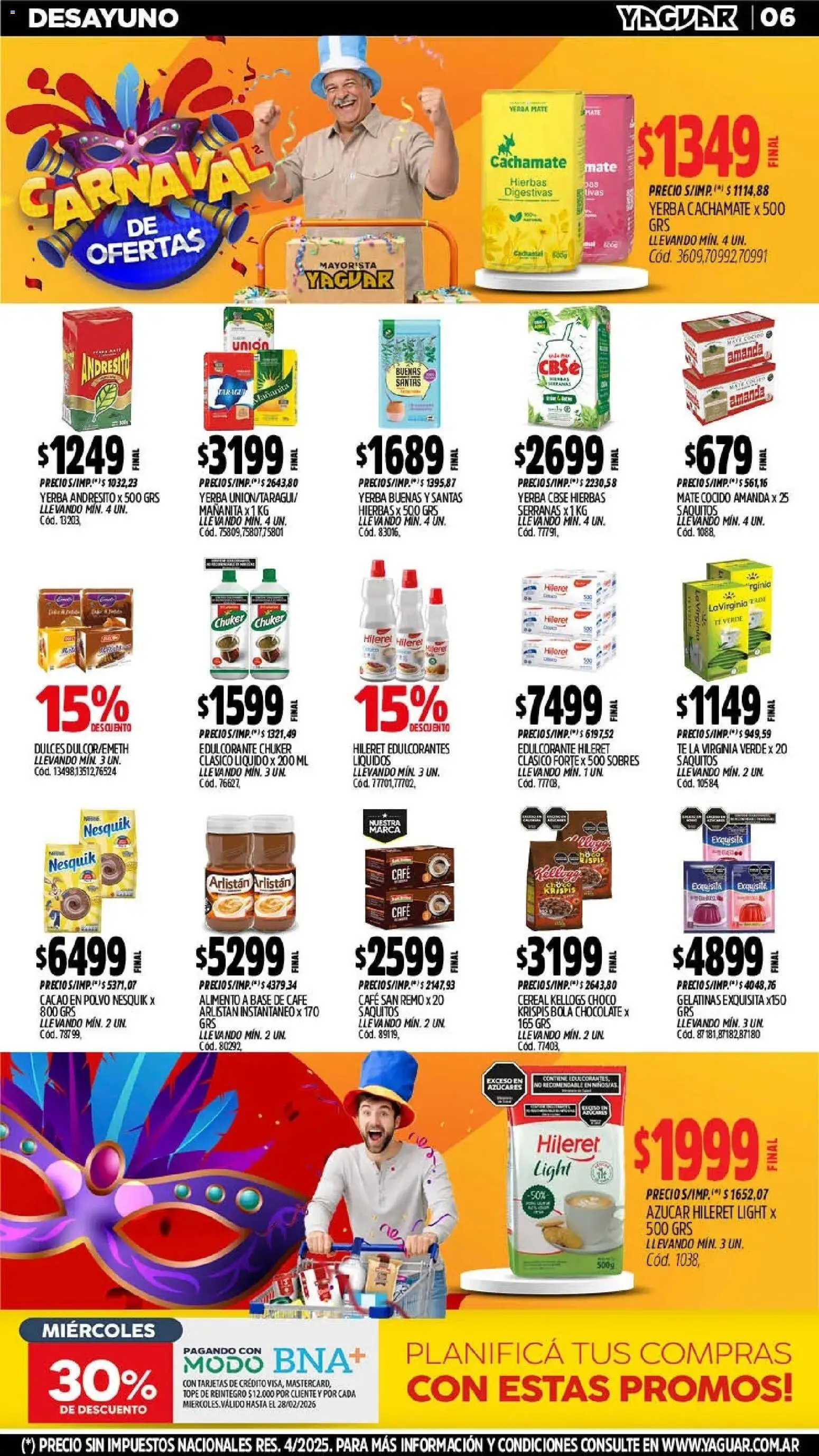 Yaguar - Oferta Semanal Misiones │ válido desde el 09.02.2026 | Página: 6 | Productos: Mate, Azucar, Polvo, Té
