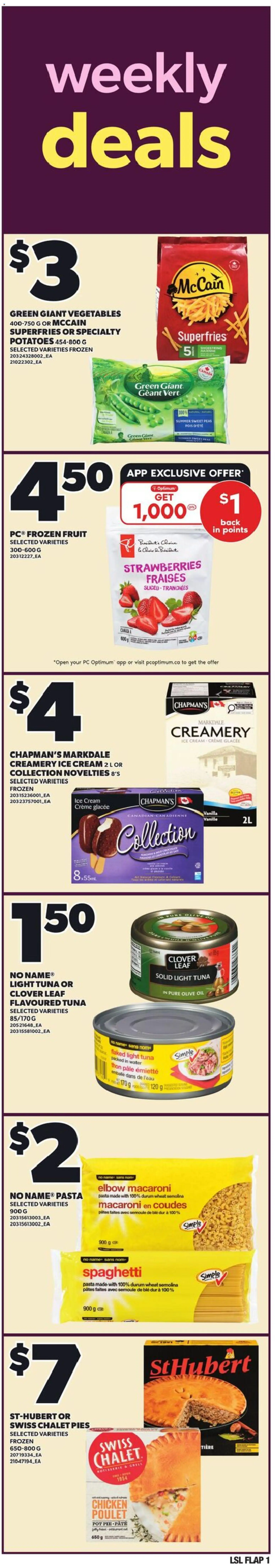 Loblaws flyer valid from 08.01.2026 | Page: 1 | Products: Pasta, Cream, Ice cream, Potatoes