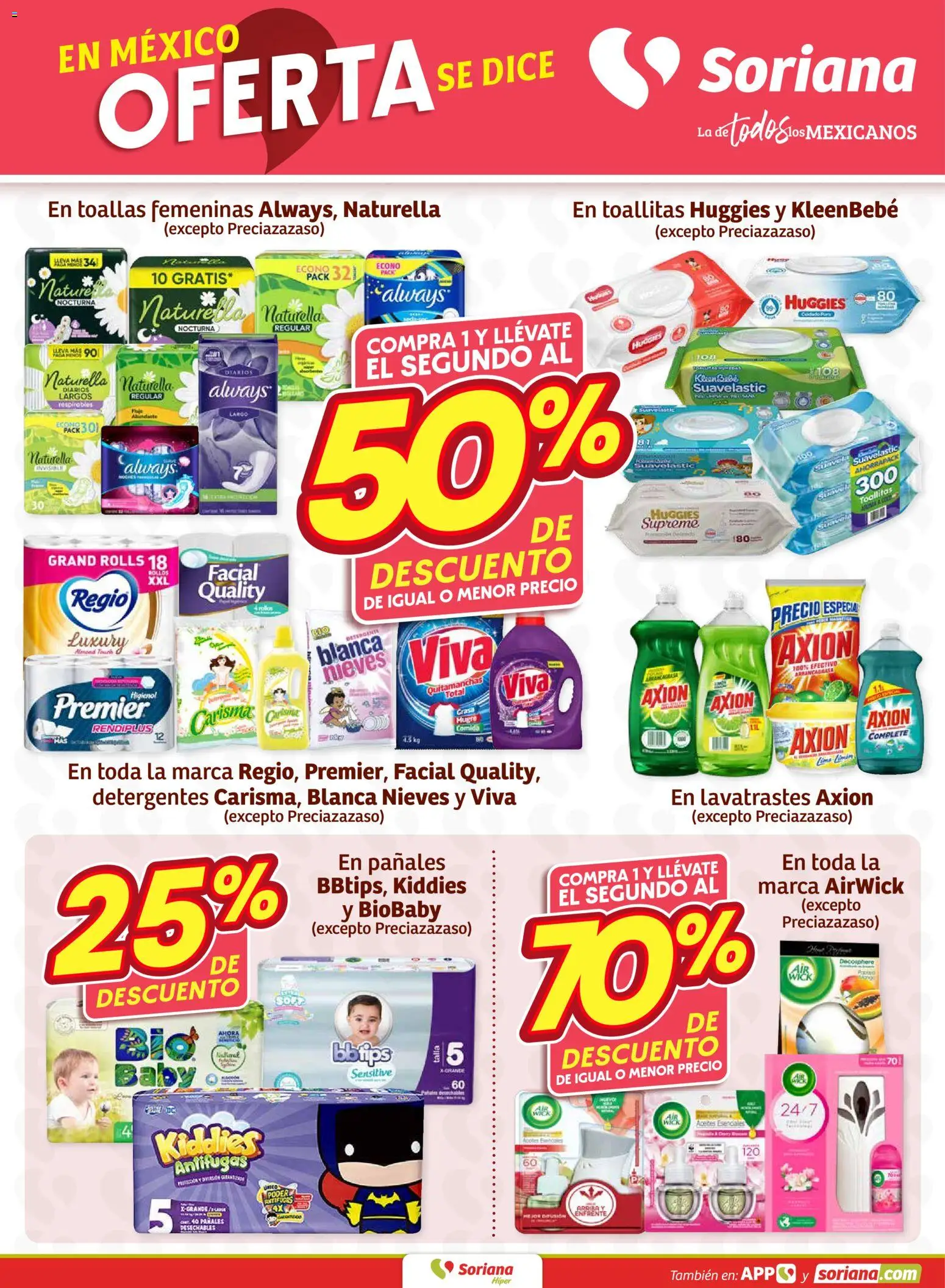 Nuevas ofertas de Soriana válidas en toda la República Mexicana desde el 13.03.2026. ¡Encuentra las mejores ofertas en Soriana Fin de Semana Híper: Ver, Tab, Chis, Camp, Yuc y Q. Roo! | Página: 7 | Productos: Quitamanchas, Pañales, Toallas