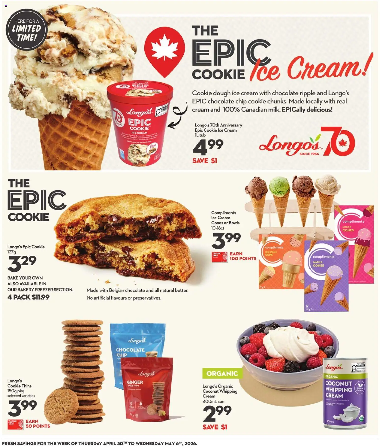 Longo's flyer valid from 30.04.2026 | Page: 13 | Products: Cream, Ice cream, Freezer, Chocolate