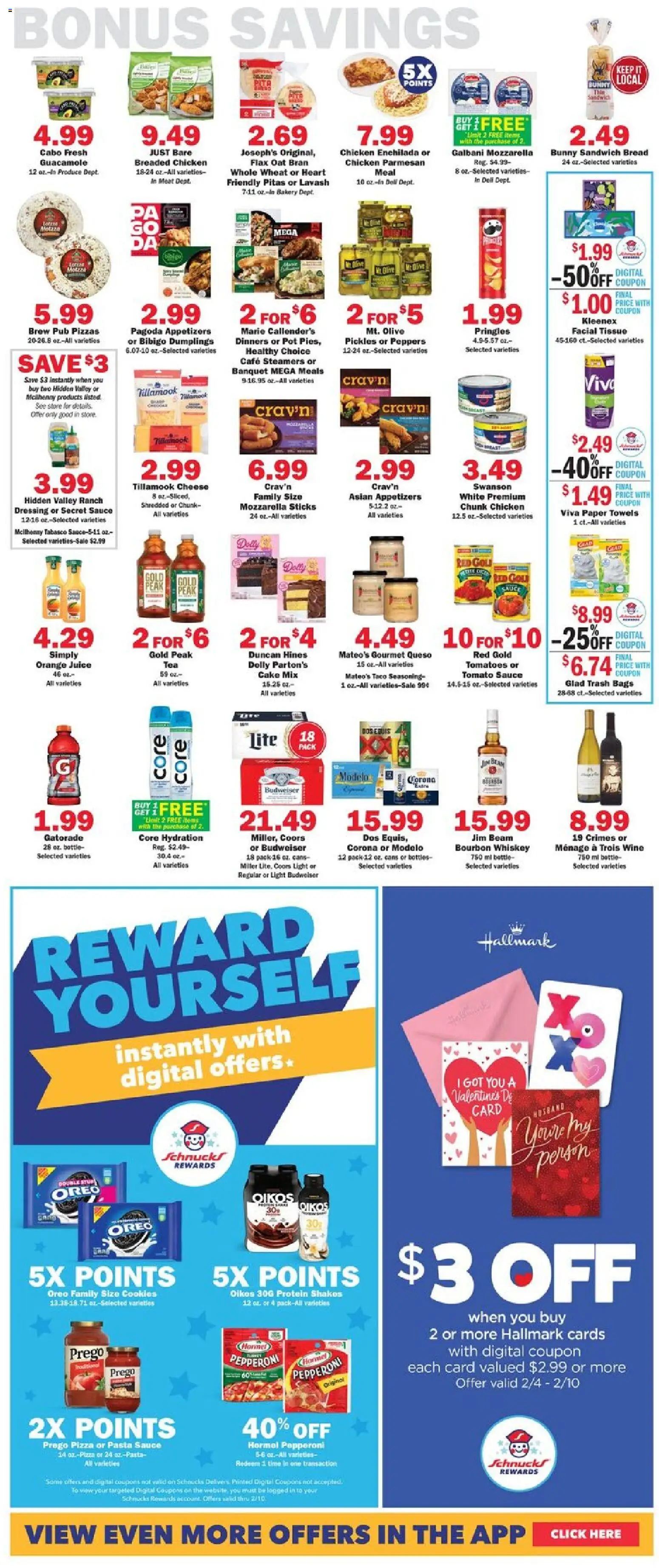 Schnucks Weekly Print Ad - IN - valid from 04.02.2026 | Page: 5 | Products: Bread, Juice, Whiskey, Sauce