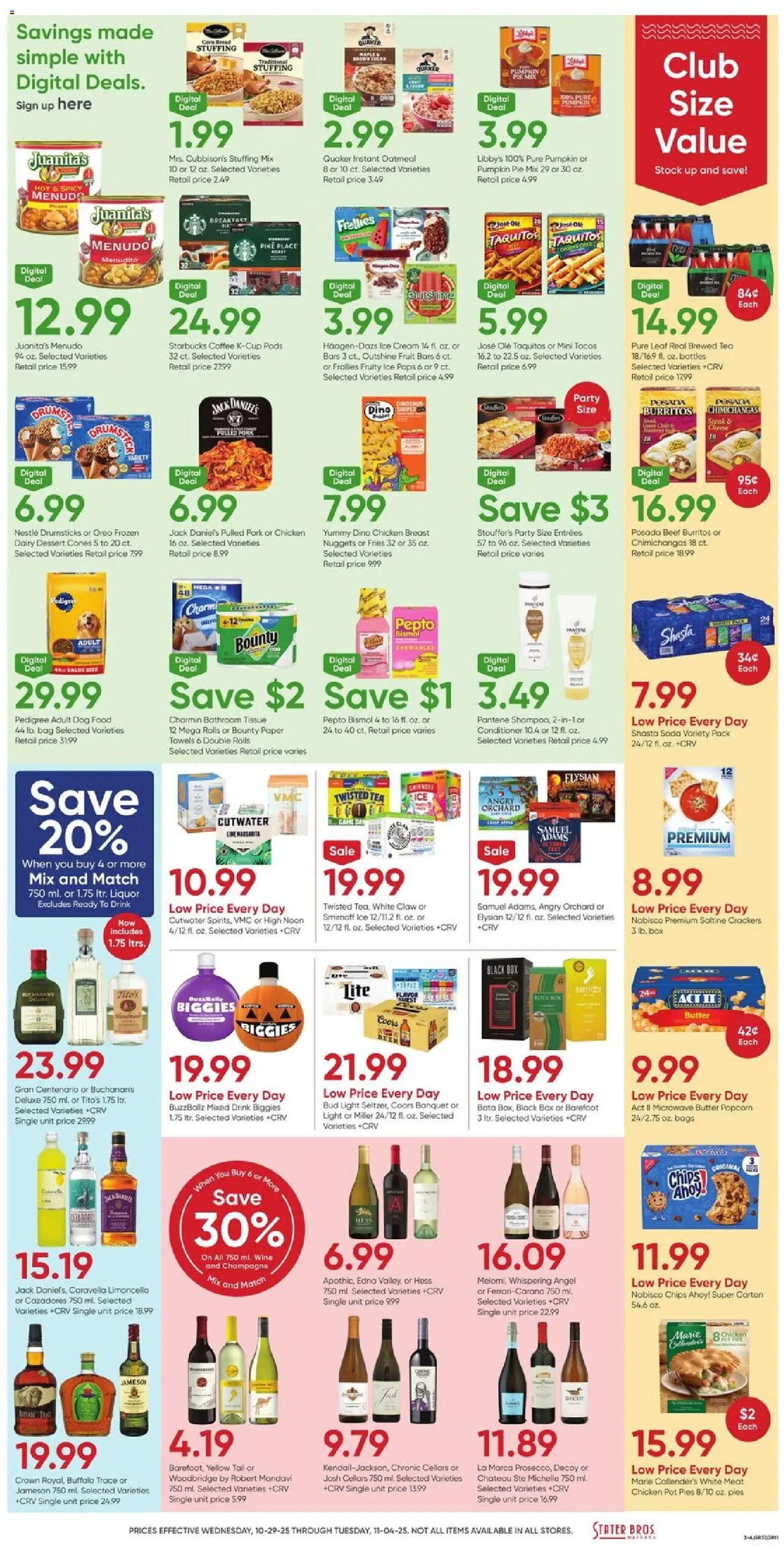 Stater Bros Weekly Ad - valid from 29.10.2025 | Page: 3 | Products: Coffee, Rice, Tea, Bag