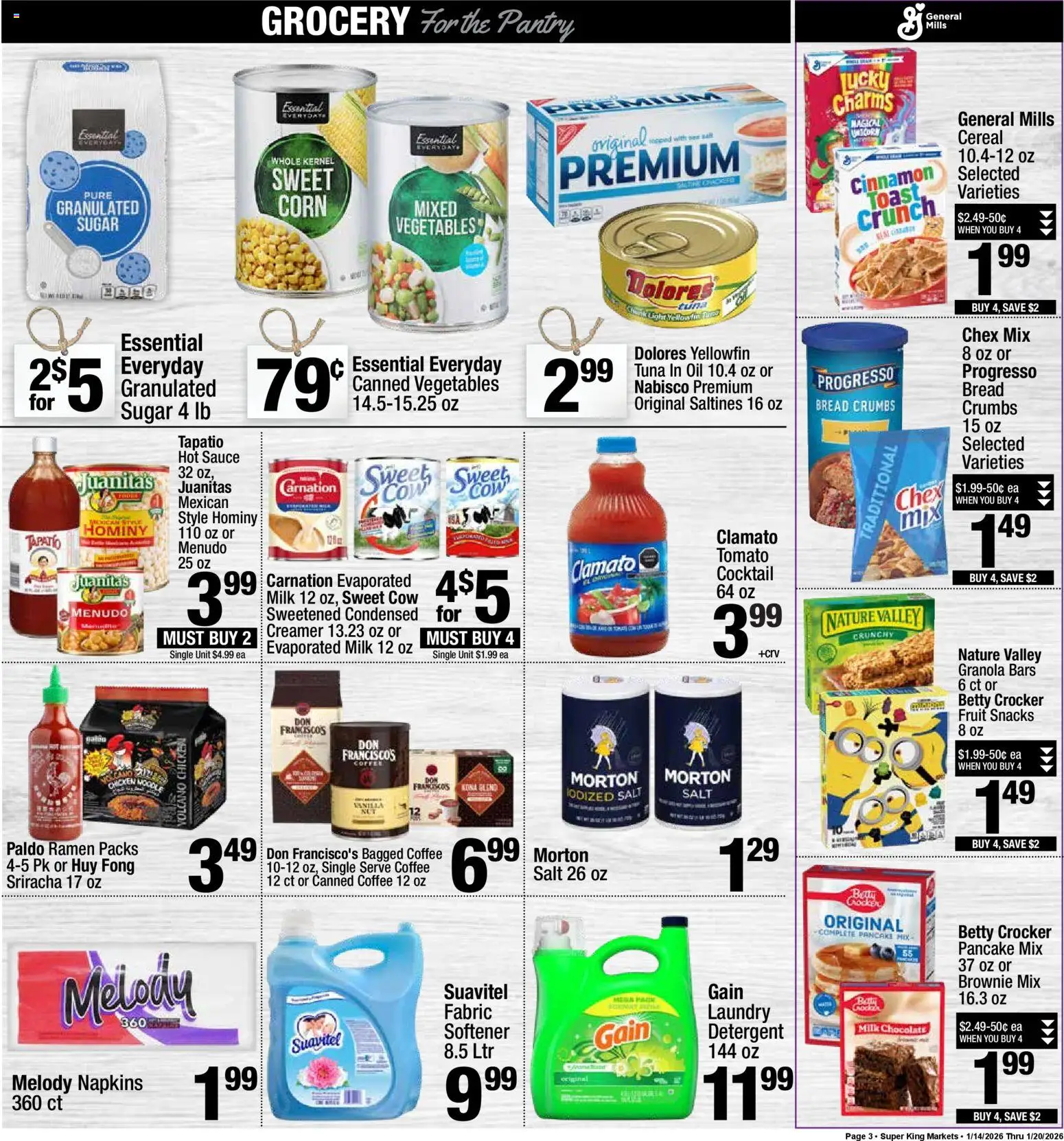 Super King - Weekly Ad - valid from 21.01.2026 | Page: 3 | Products: Corn, Detergent, Sauce, Sugar