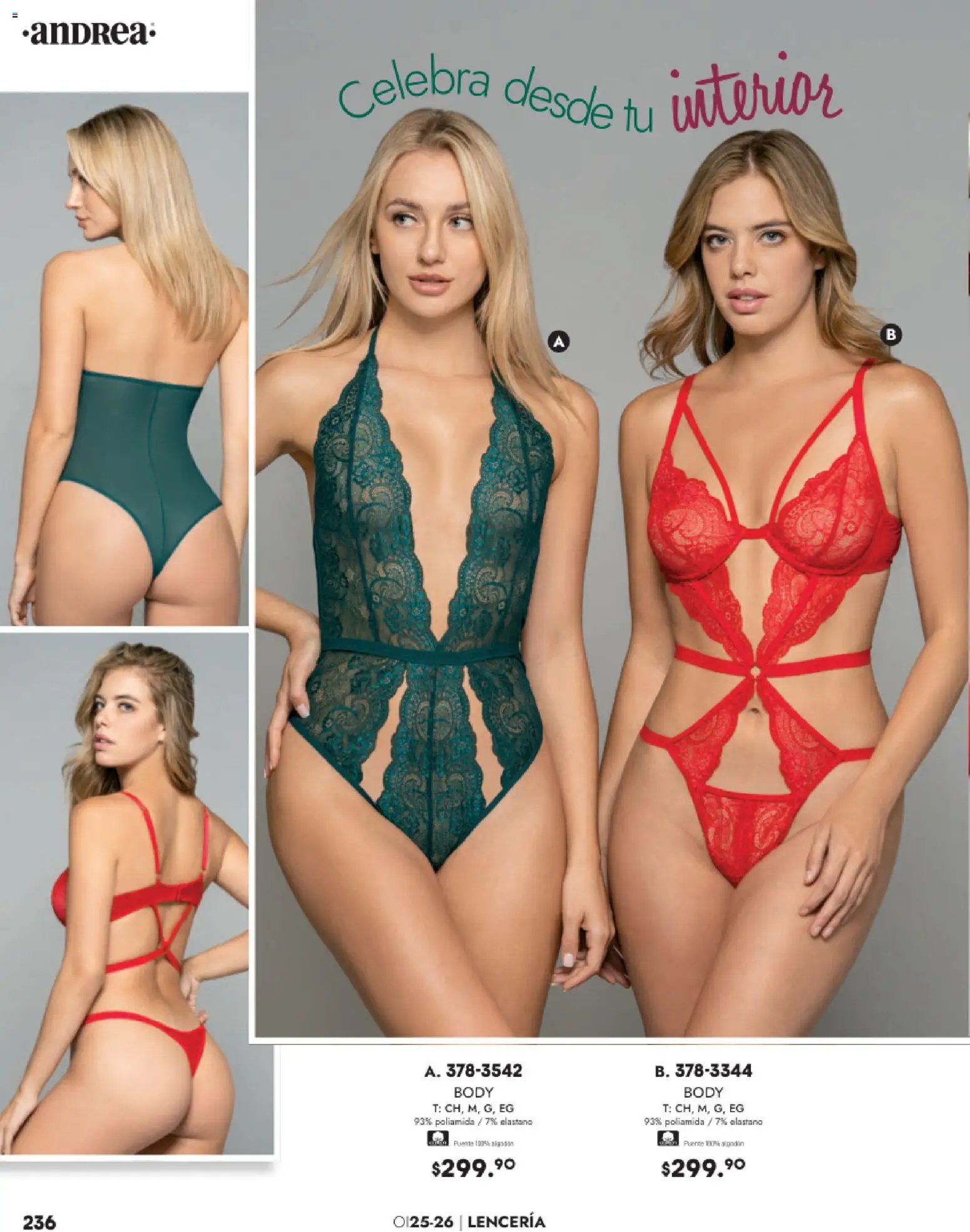 Nuevas ofertas de Andrea válidas en toda la República Mexicana desde el 26.11.2025. ¡Encuentra las mejores ofertas en Andrea catálogo Lancería, Vestir Interior otoño 2025! | Página: 72 | Productos: Algodón, Body, Lenceria