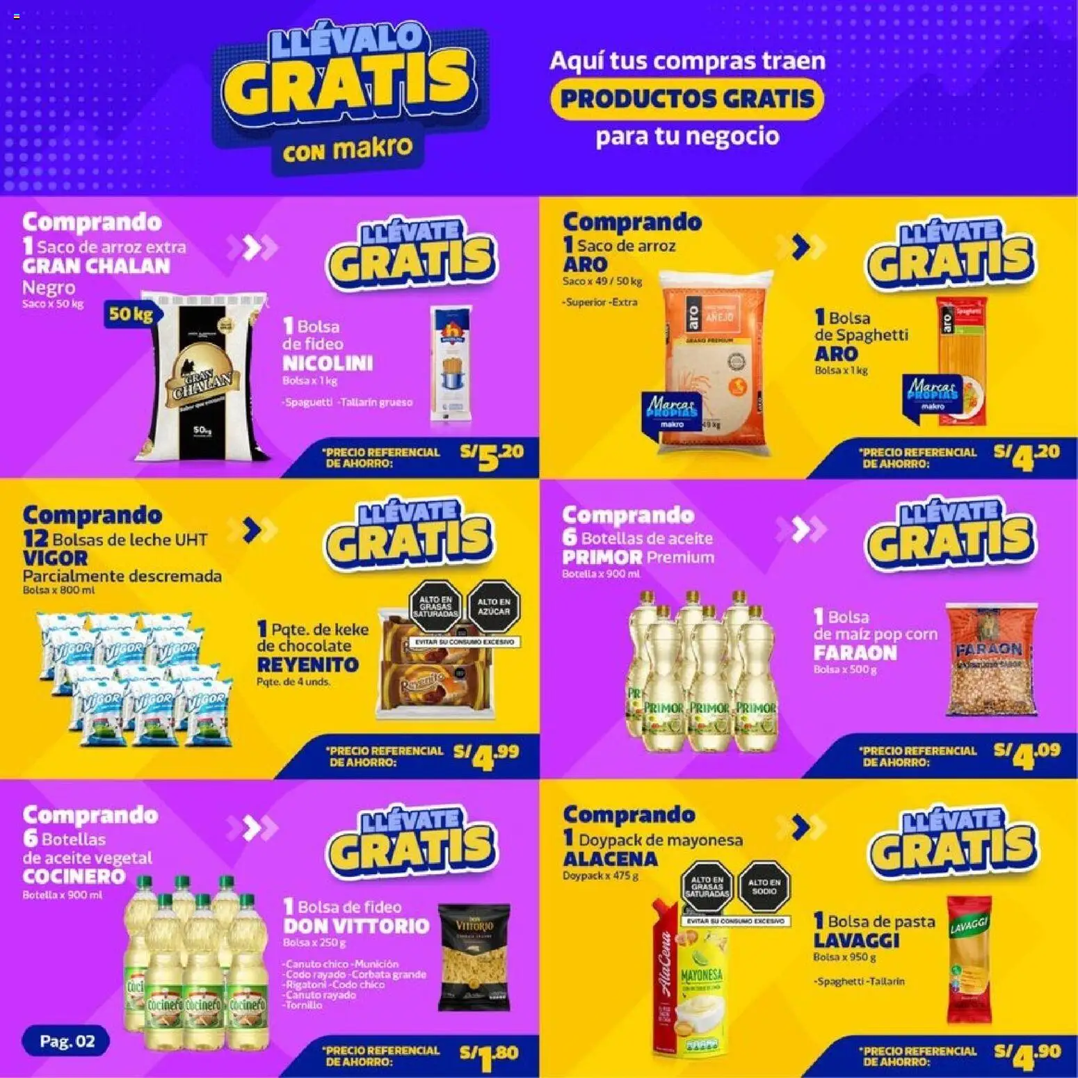 Catálogo Makro válido desde 12.02.2026 | Página: 2 | Productos: Chocolate, Arroz, Pasta, Saco